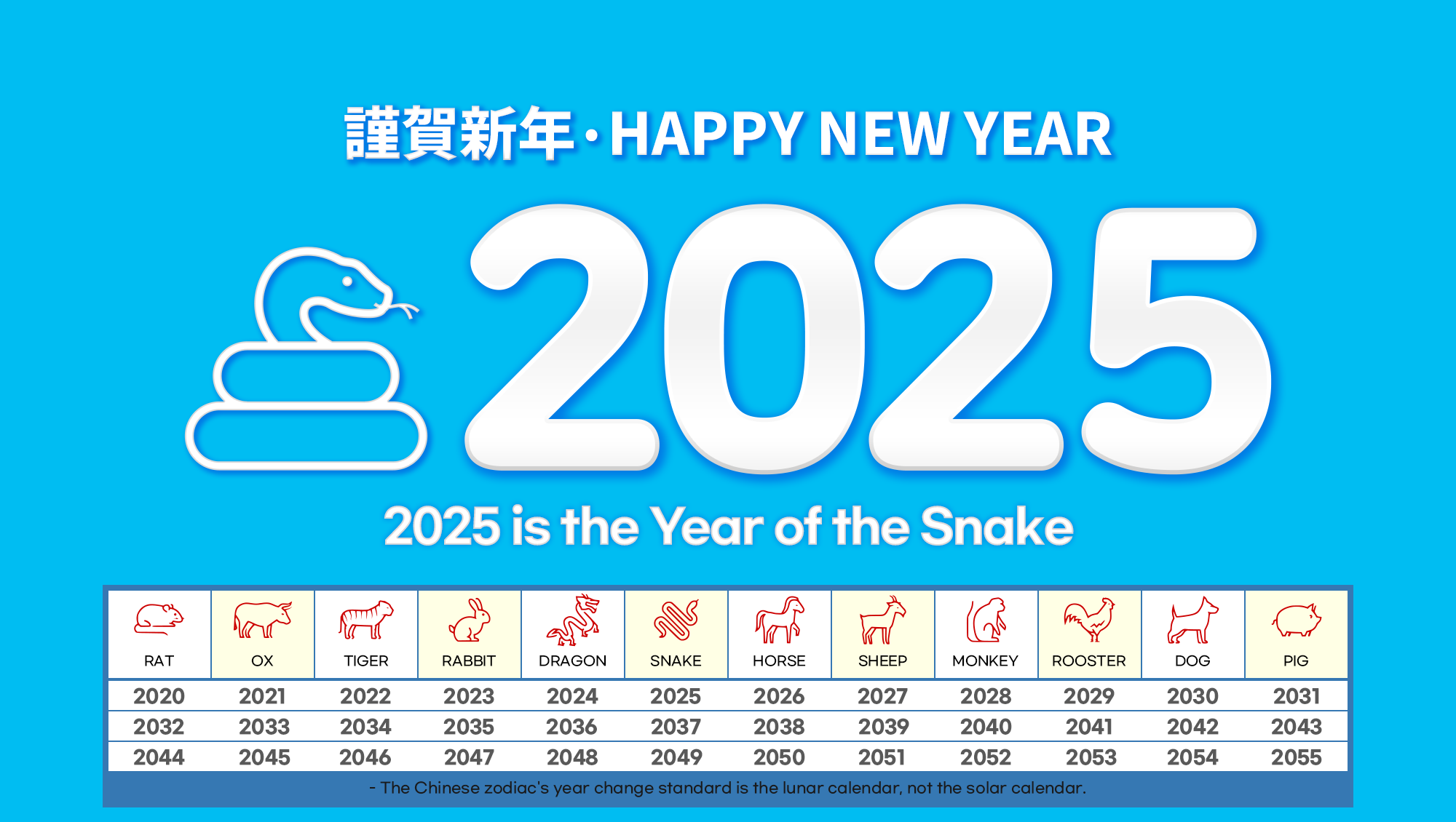 2025 Year New Year Blue Background Numbers Typography Calendar 2000x1130