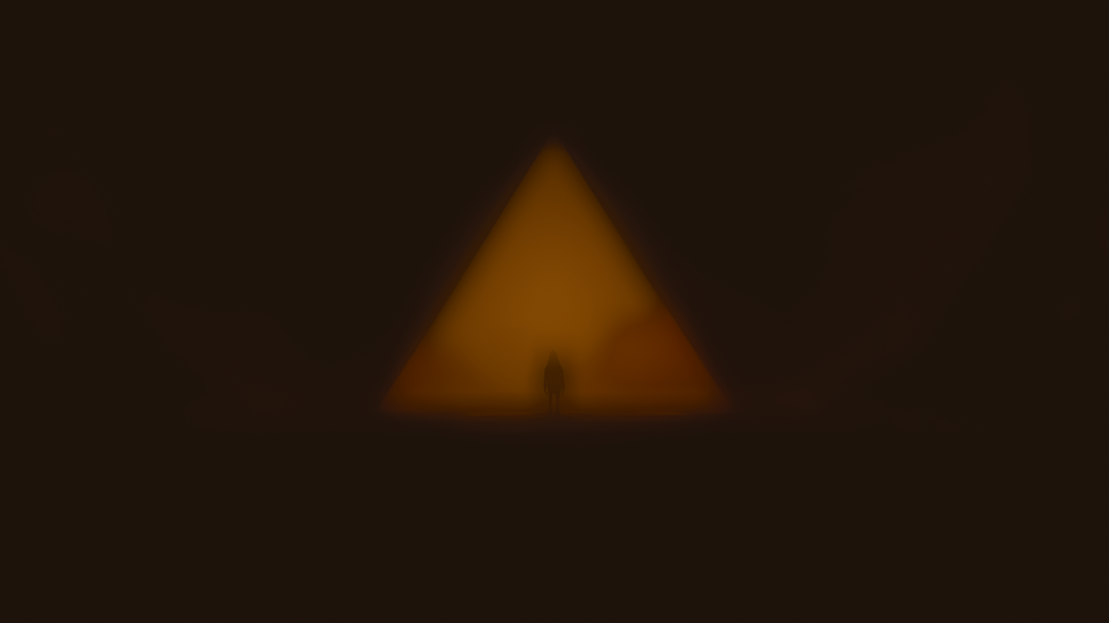 Blurred Warm Colors Orange Brown Dark Background Triangle Minimalism 3840x2160