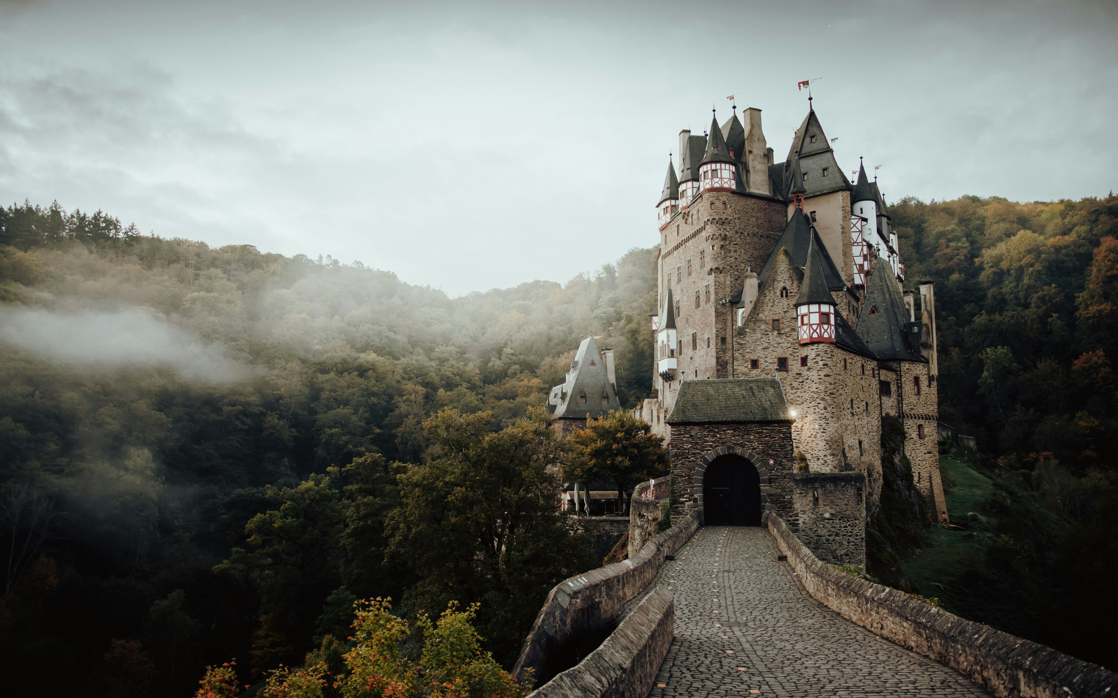 Landscape Architecture Trees Mist Forest Castle Clouds Eltz Castle Germany Julian Misling 3840x2400