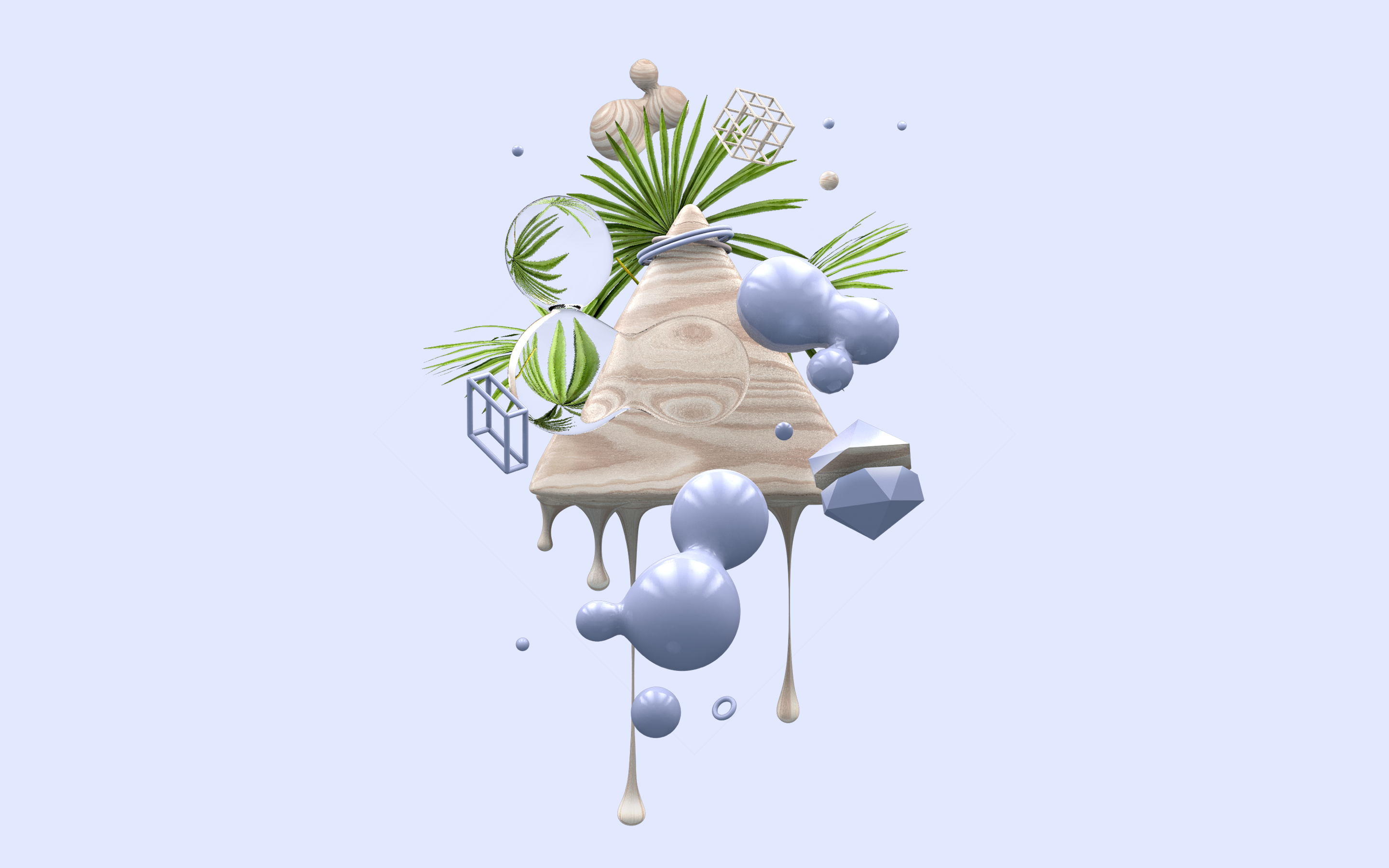 Abstract CGi Digital Art Pastel Plants 2880x1800