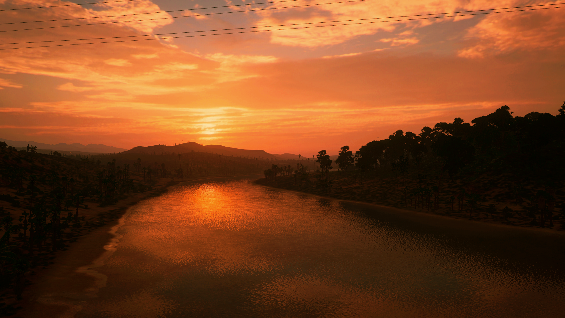 Video Games Forza Forza Horizon 5 Sky Clouds Sun Trees Lake Dark Orange 1920x1080