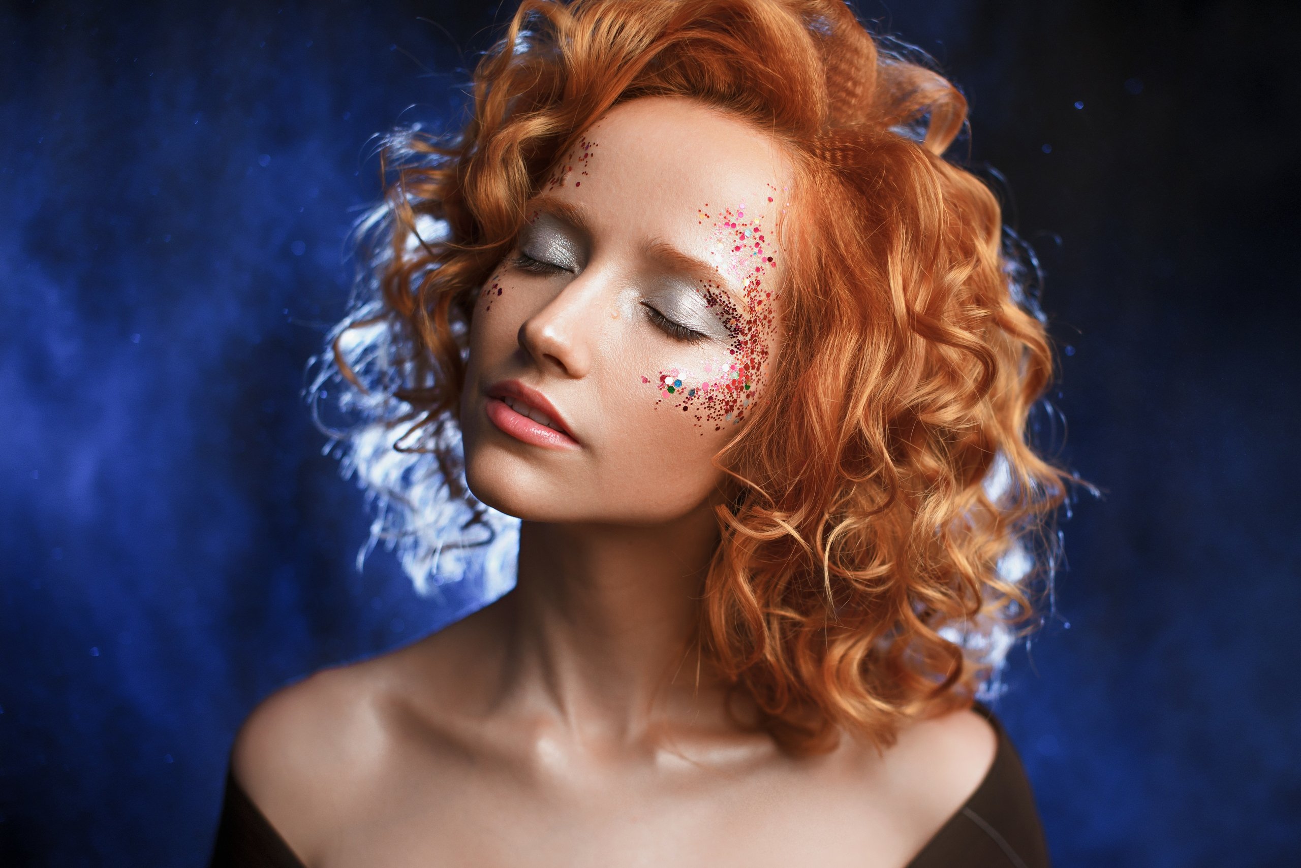 Pavel Cherepko Women Redhead Glamour Glitter Portrait Closeup Model 2560x1709