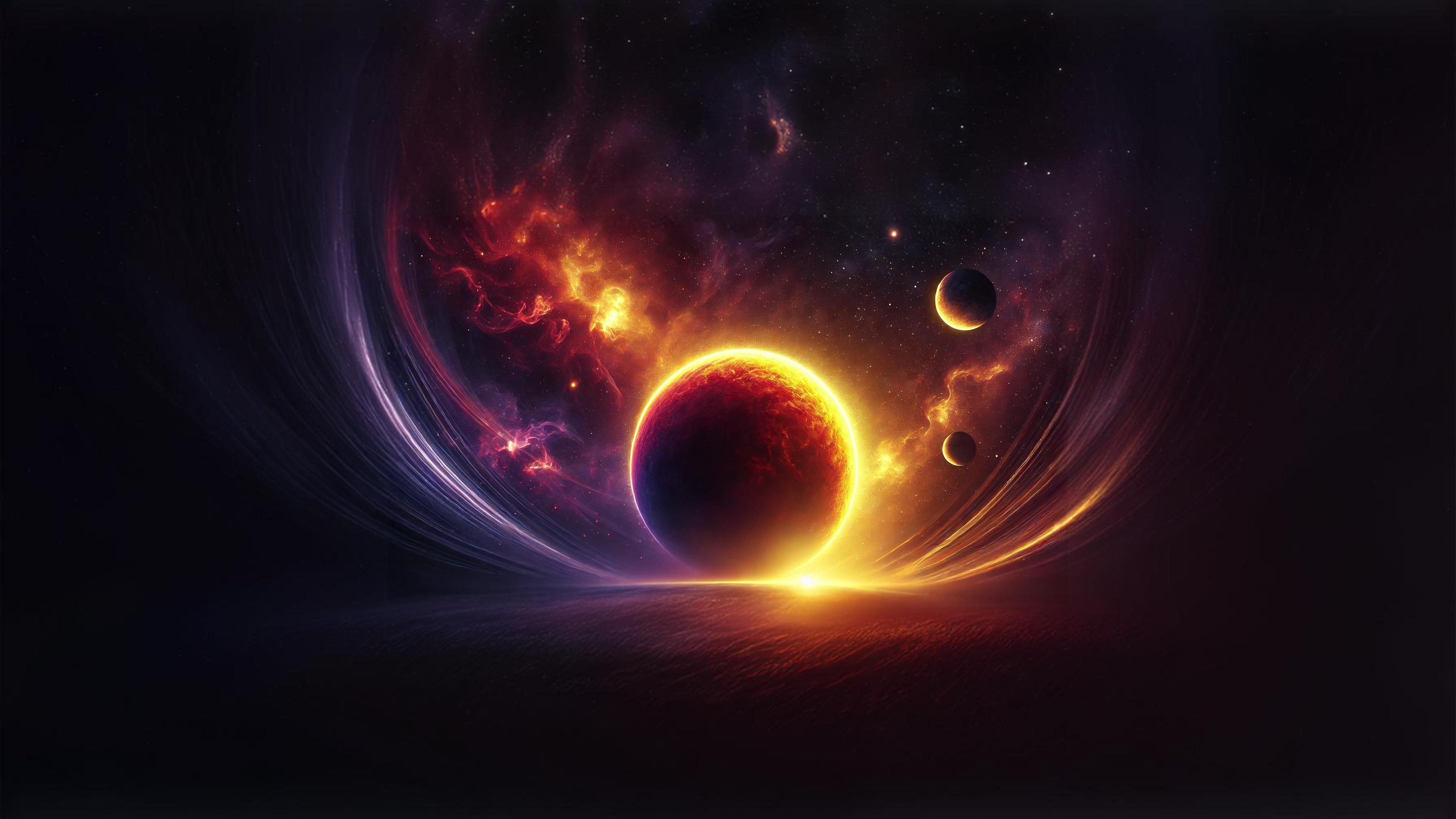 Space Universe Planet Dark Eclipse Nebula Red 3840x2160