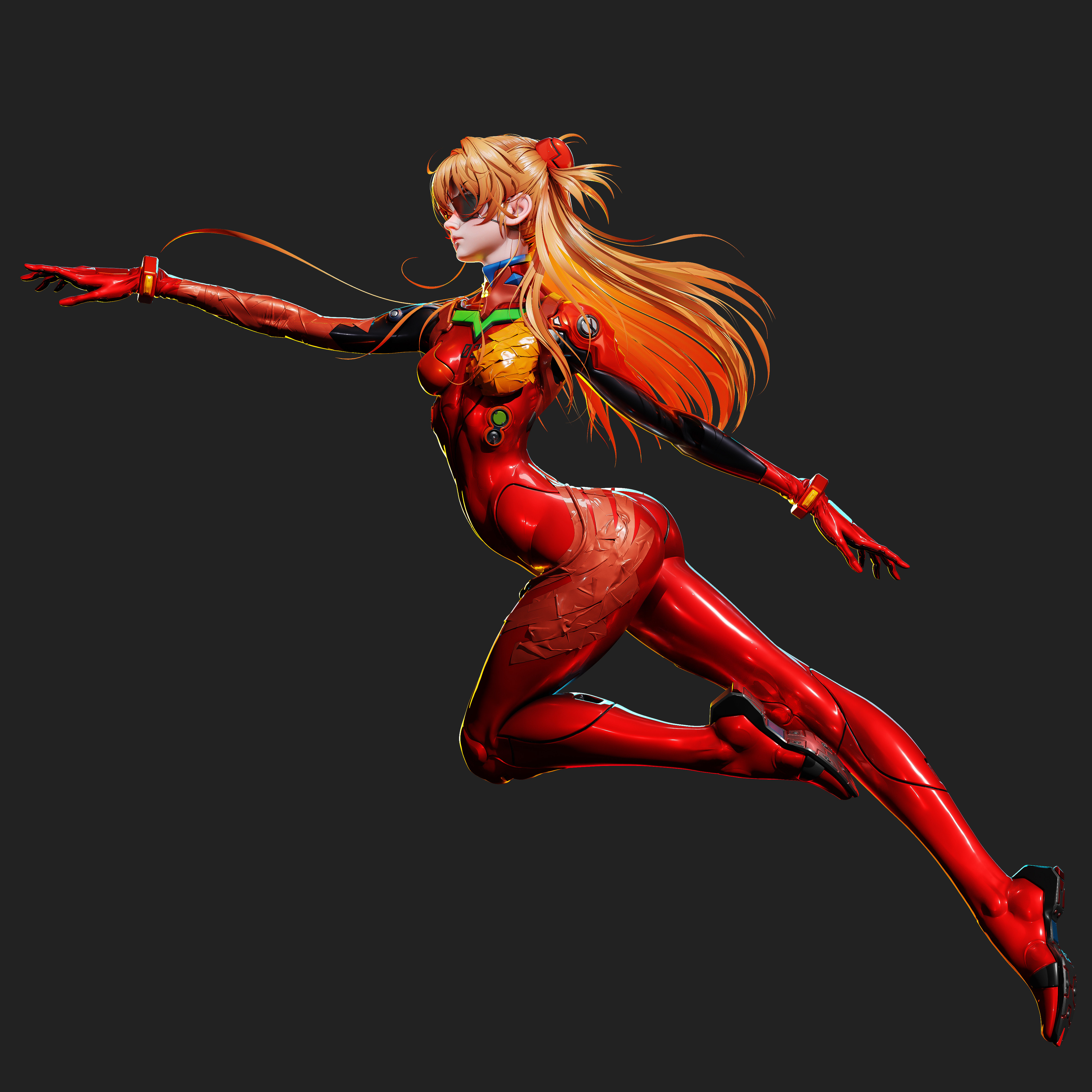 FHNT Artist CGi Women Asuka Langley Soryu Redhead Bodysuit Neon Genesis Evangelion 3840x3840