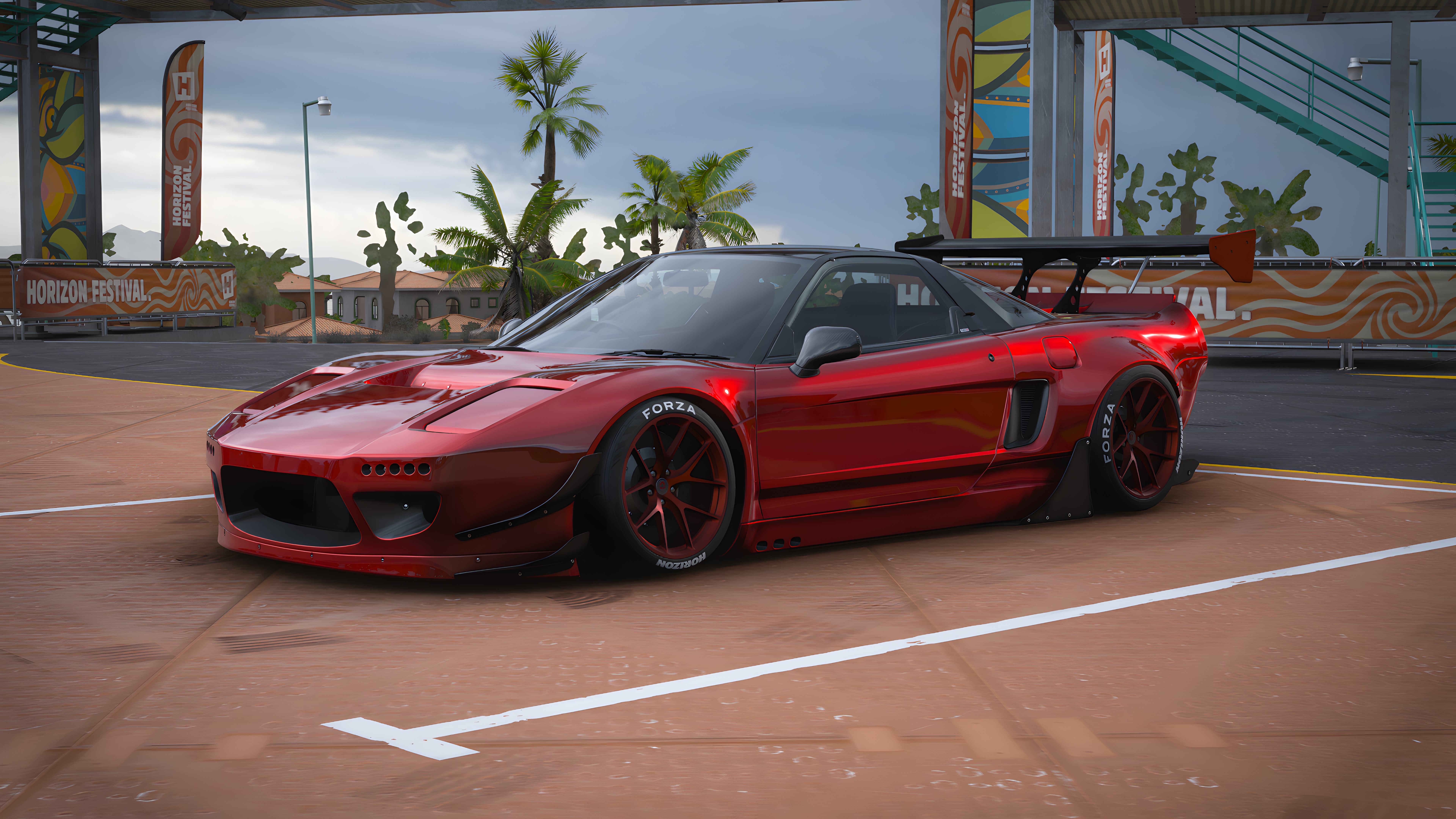 Forza Horizon 5 Turn 10 Studios PlaygroundGames Car Bodykit Rocket Bunny Honda NSX Honda Neon Japane 7680x4320