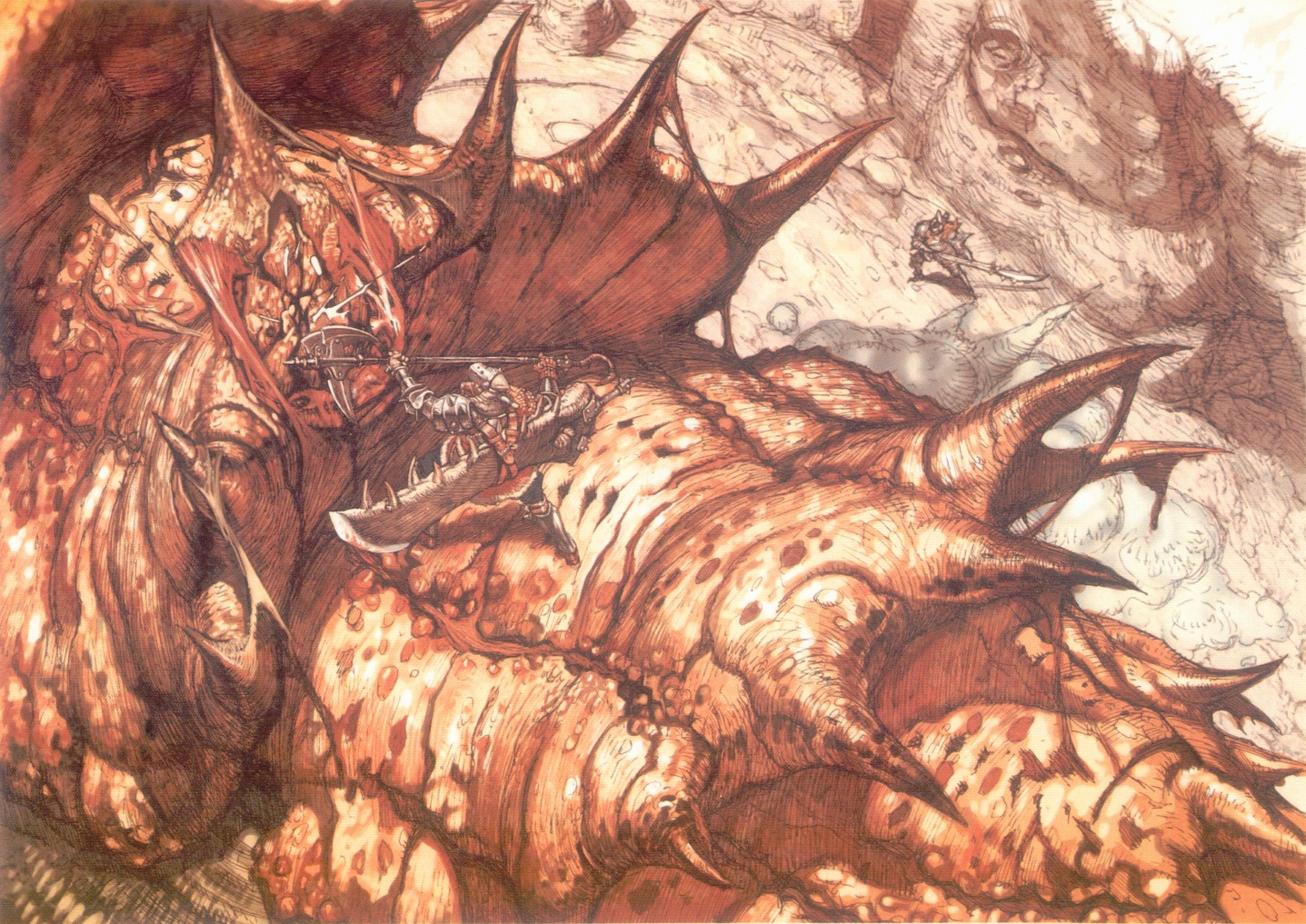 Monster Hunter Sword Illustration Scanned Image Desert Dragon 1437x1017