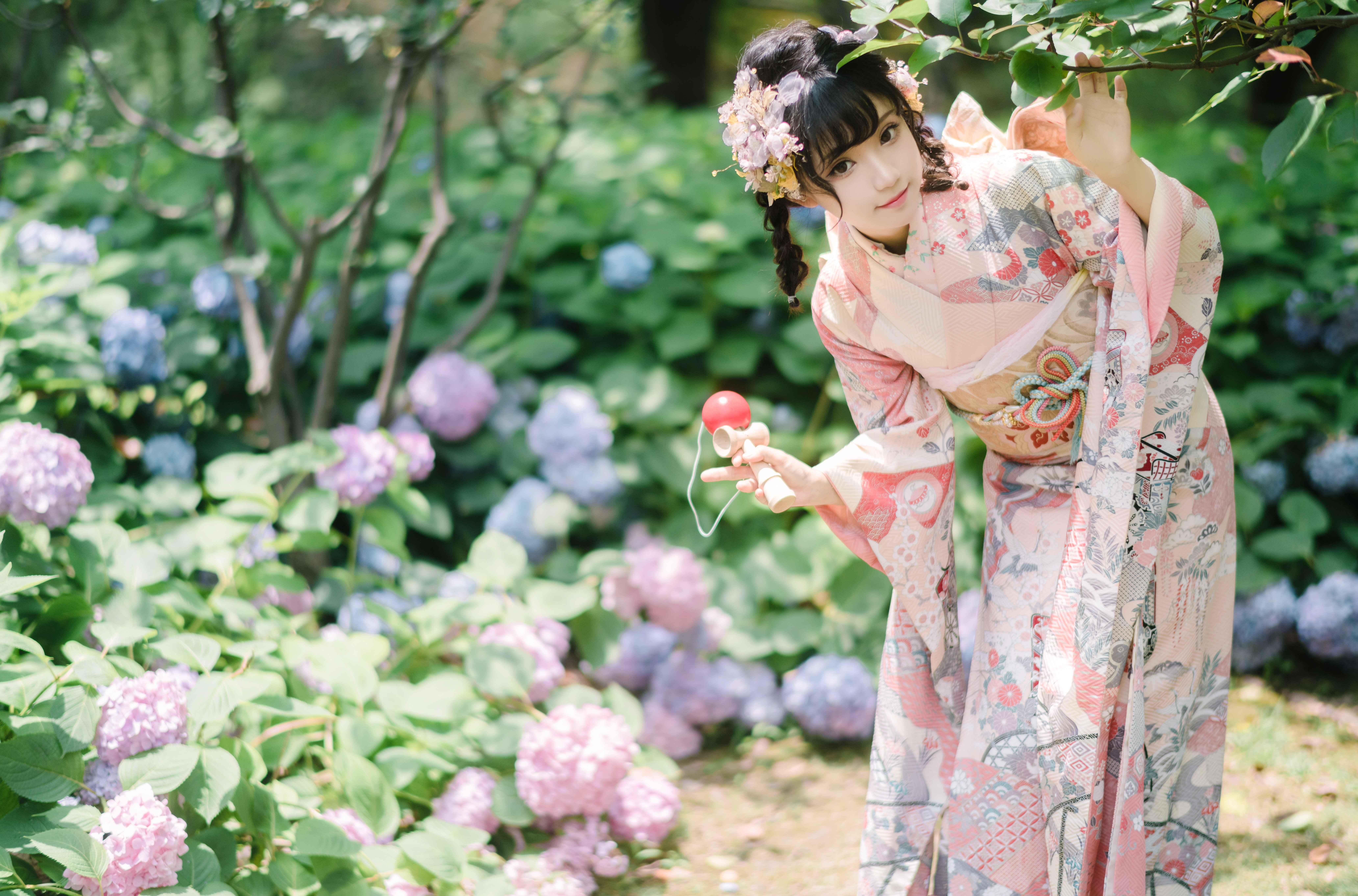 Chinese Kimono Flowers Women Model Brunette Women Outdoors Asian 8256x5450