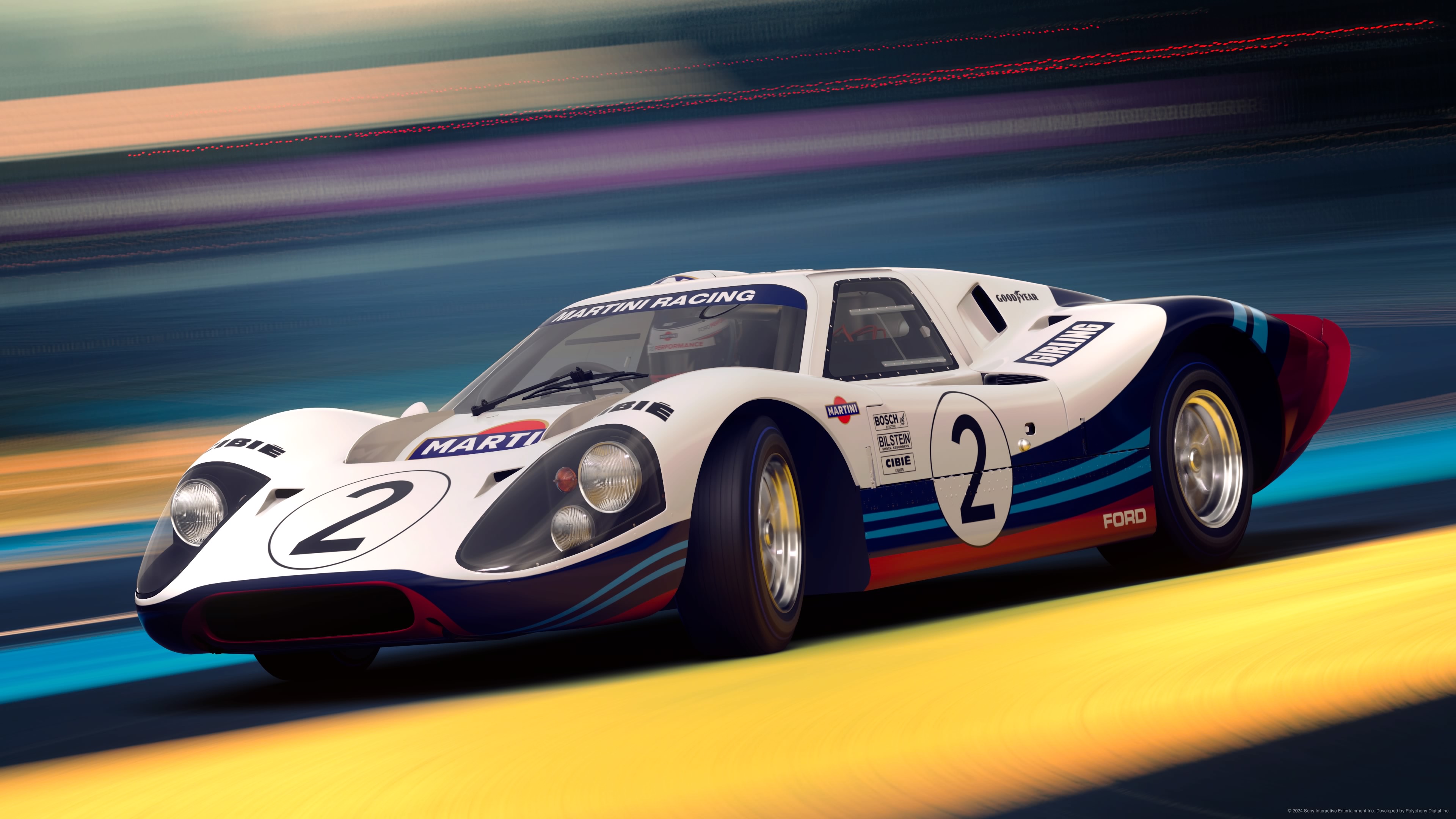 Ford GT40 American Cars Custom Gran Turismo 7 Livery Ford GT40 Mk IV Martini Le Mans Video Games 196 3840x2160