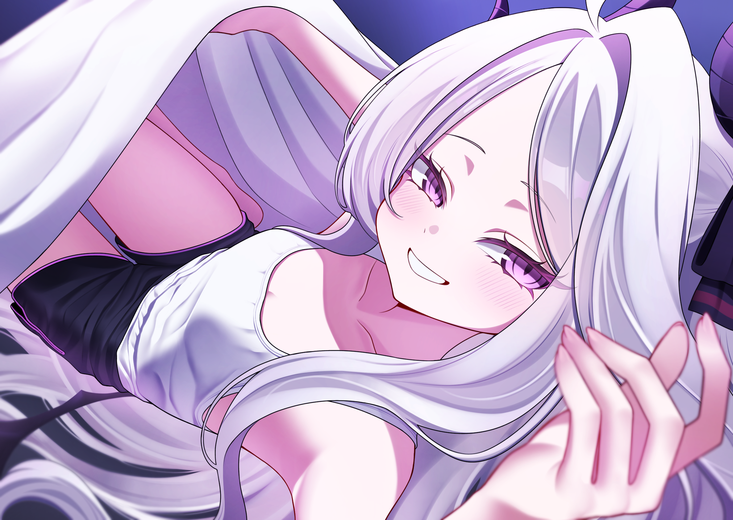 Sorasaki Hina Blue Archive Blue Archive White Hair Long Hair Purple Eyes Smiling Anime Girls Anime G 2375x1684