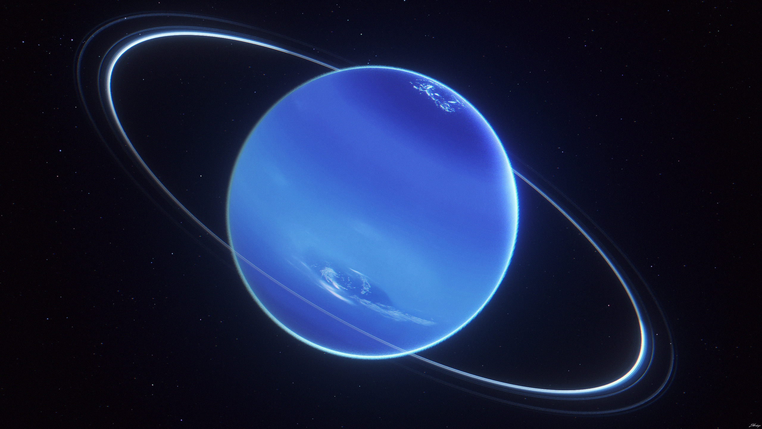 Neptune Solar System Digital Art Space Art 2560x1440