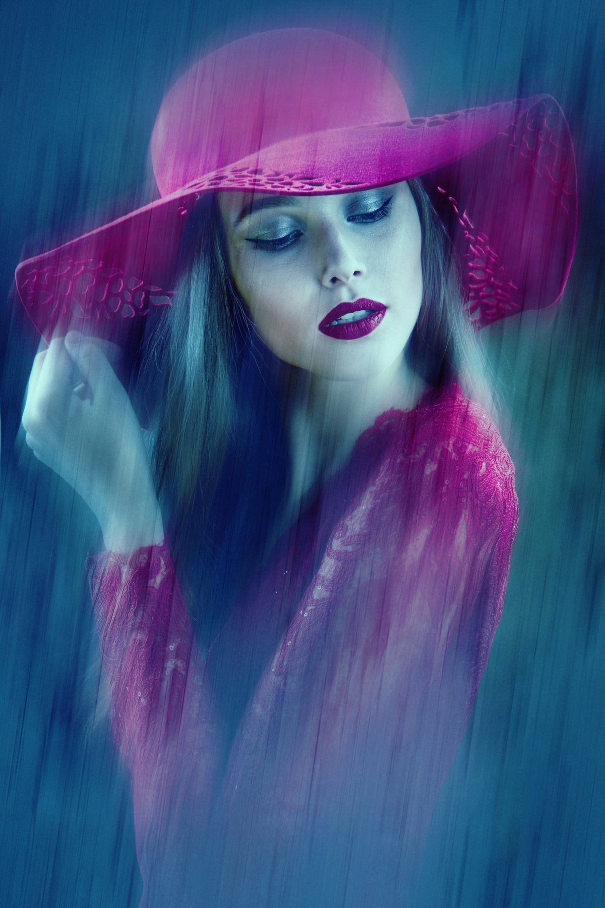 Women Hat Lipstick Eyeshadow Photo Manipulation 1200x1800