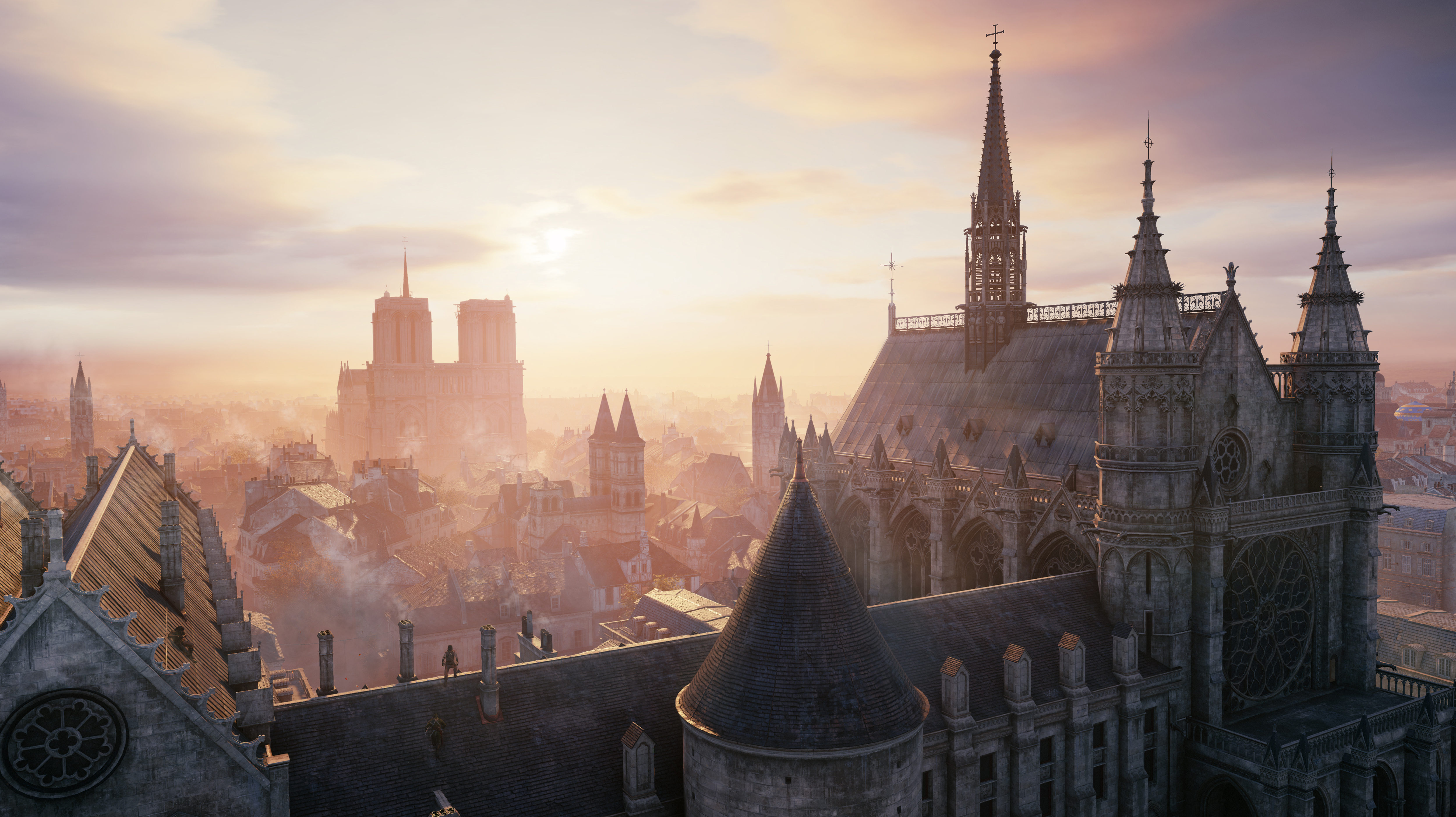 Assassins Creed Assassins Creed Unity France Paris Notre Dame Sainte Chapelle Sunrise Gothic Archite 5000x2805