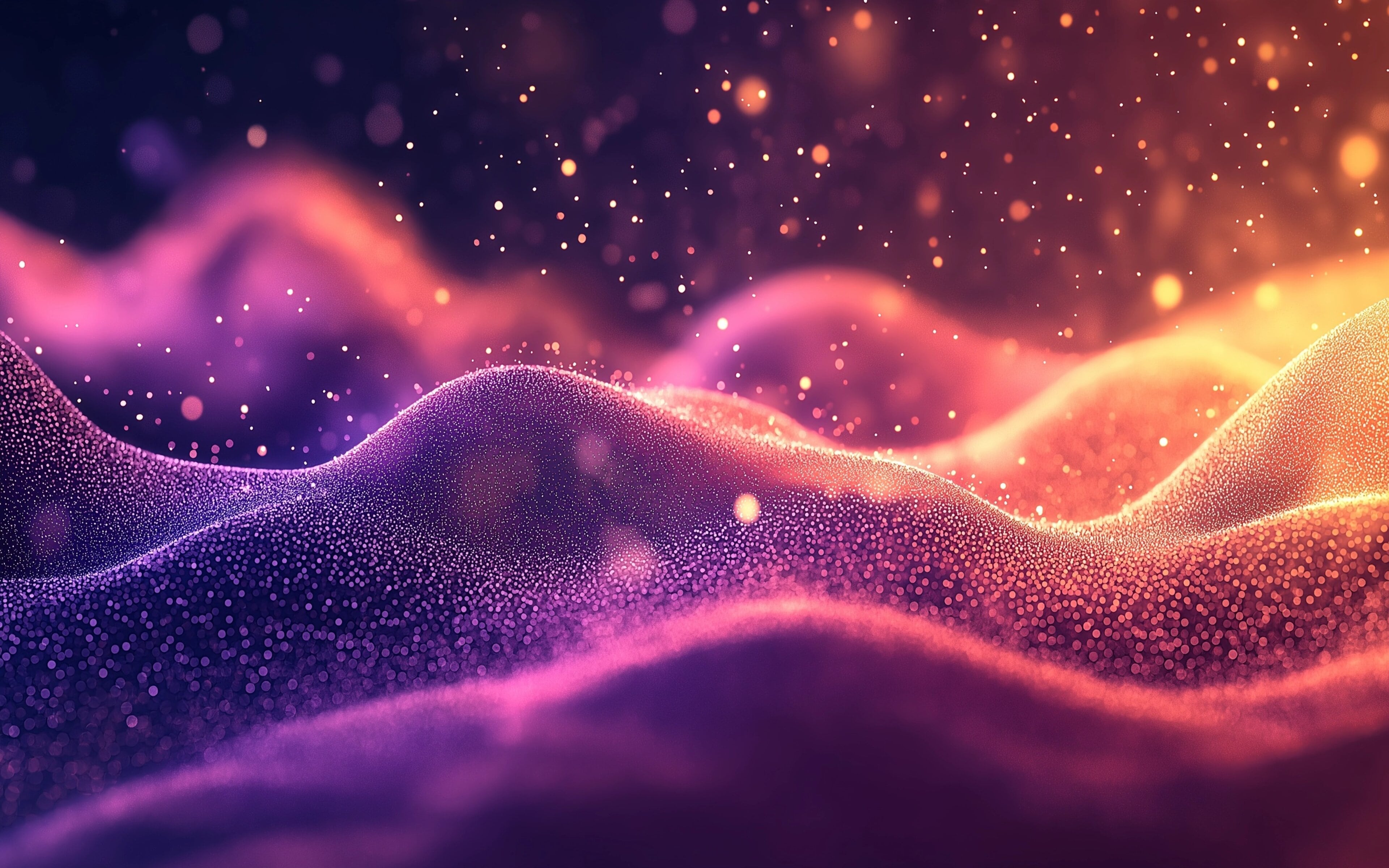 Partical Waves Bokeh Digital Art Light Effects Digital Glowing 3D Abstract Waveforms 3840x2400