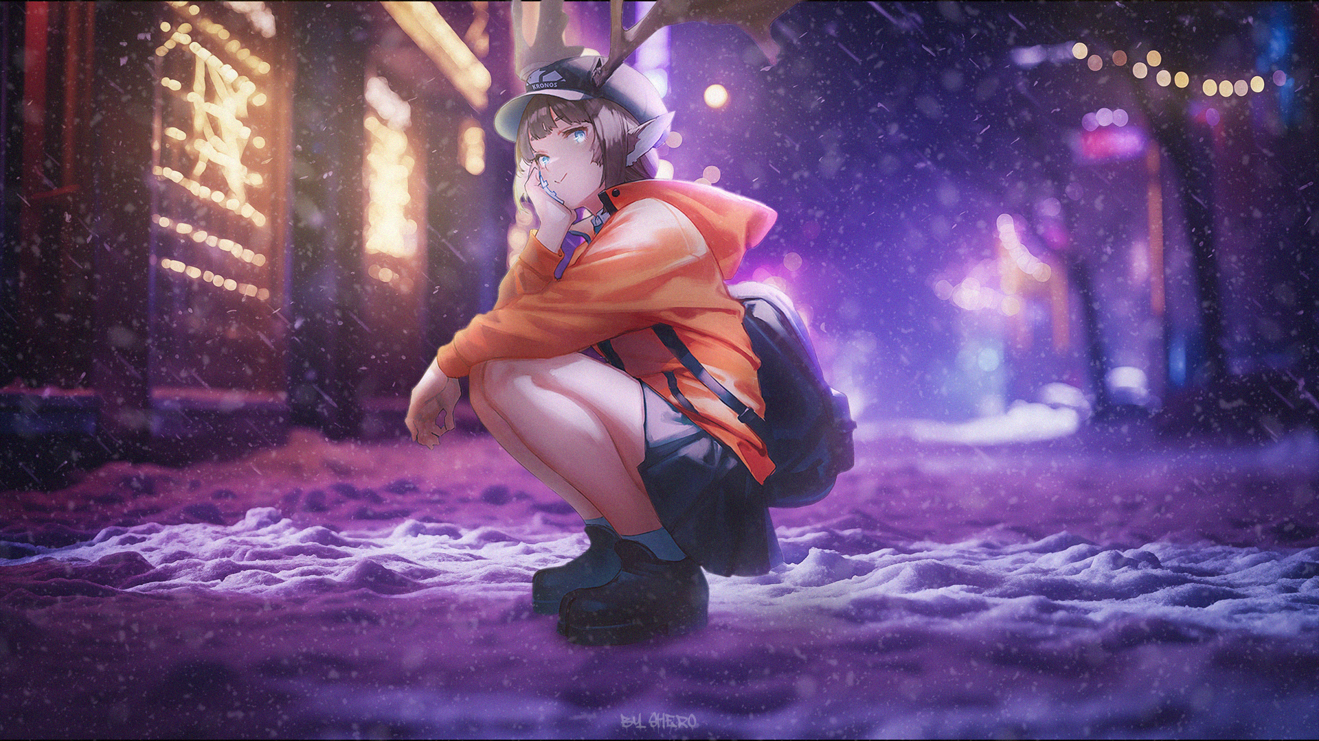 Anime Anime Girls Christmas Snow 1920x1080