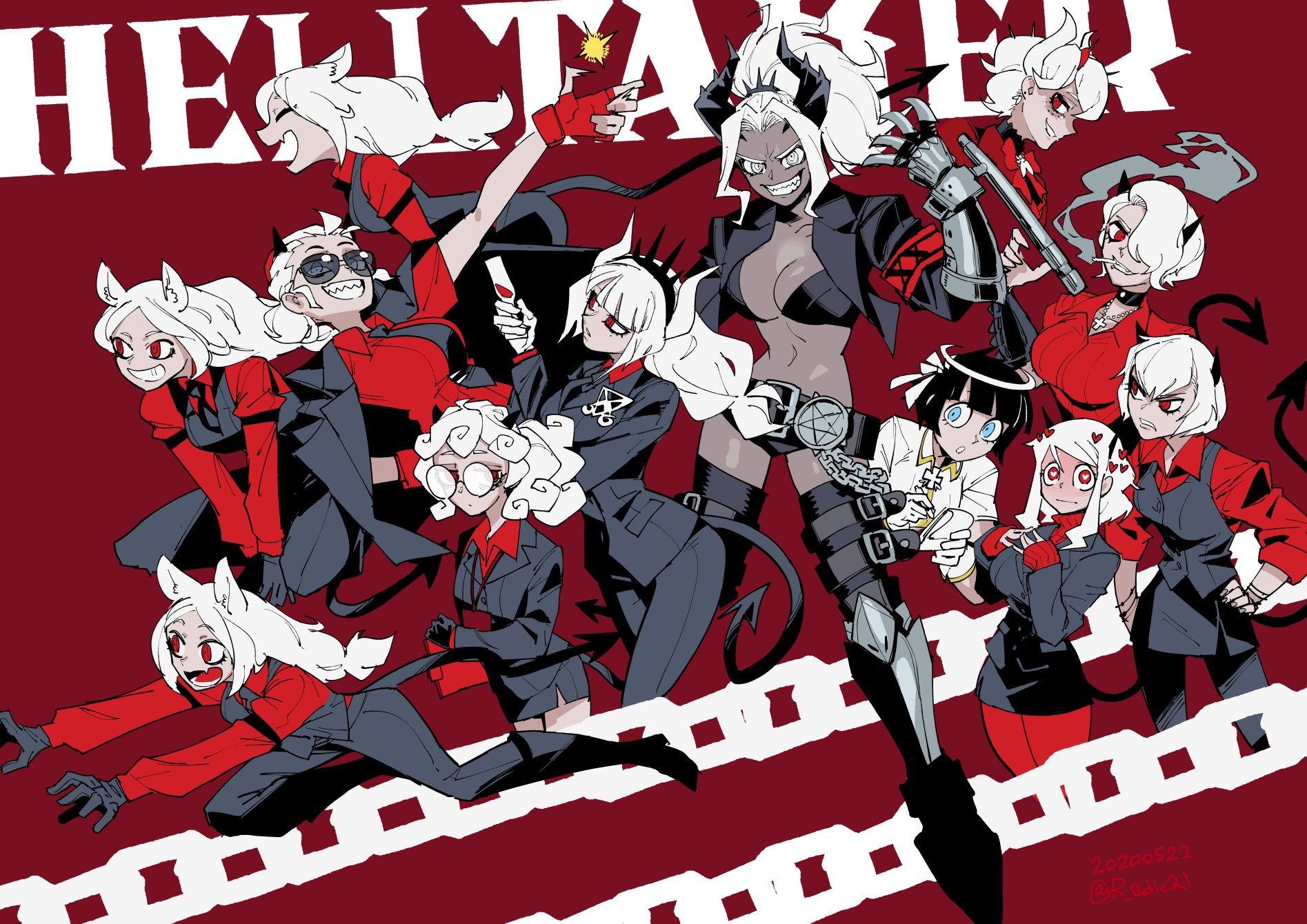 Anime Girls Helltaker Anime Red Background 1895x1340