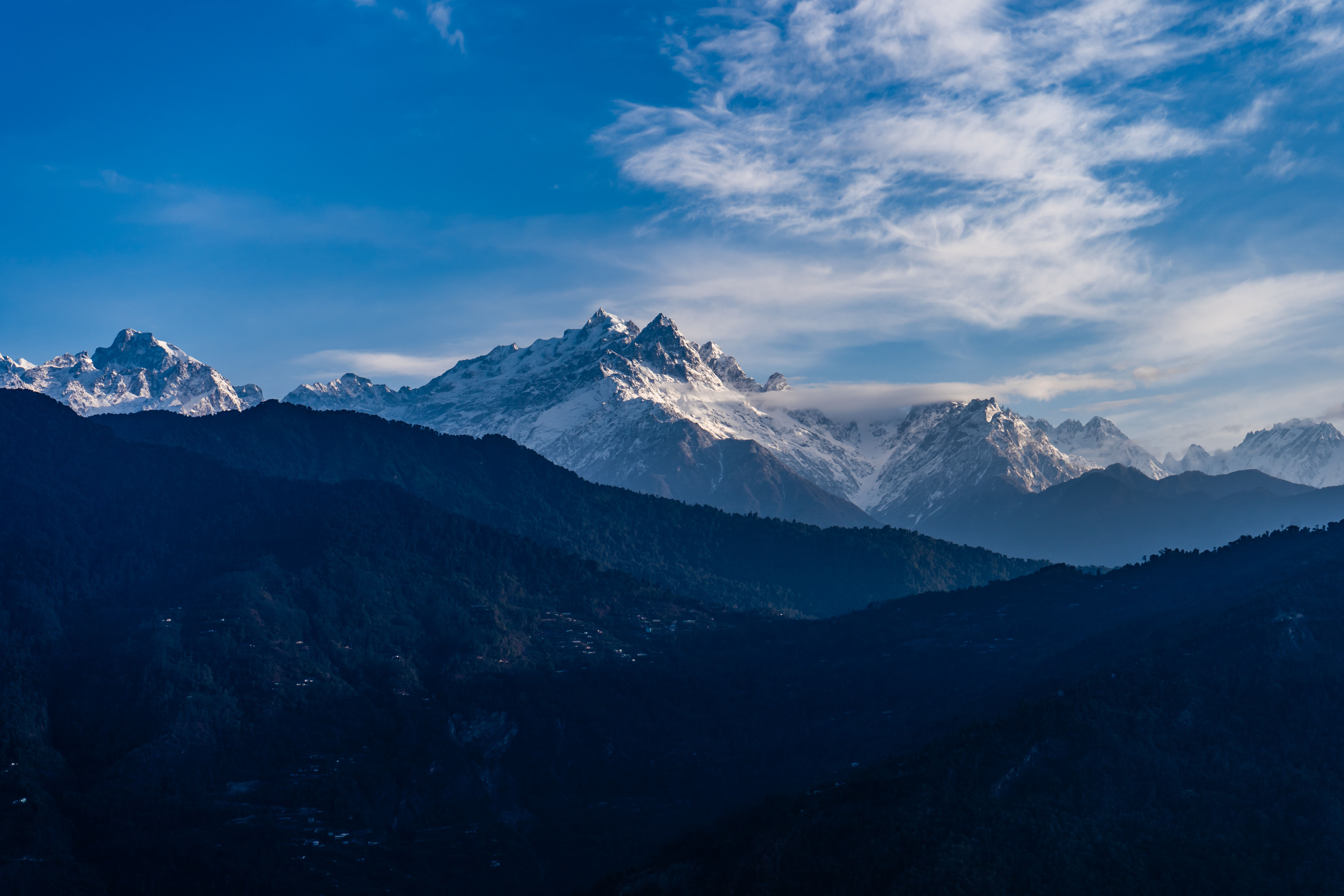 Nature Landscape Mountains Snow Clouds Sky Trees Forest Himalayas India 6000x4000