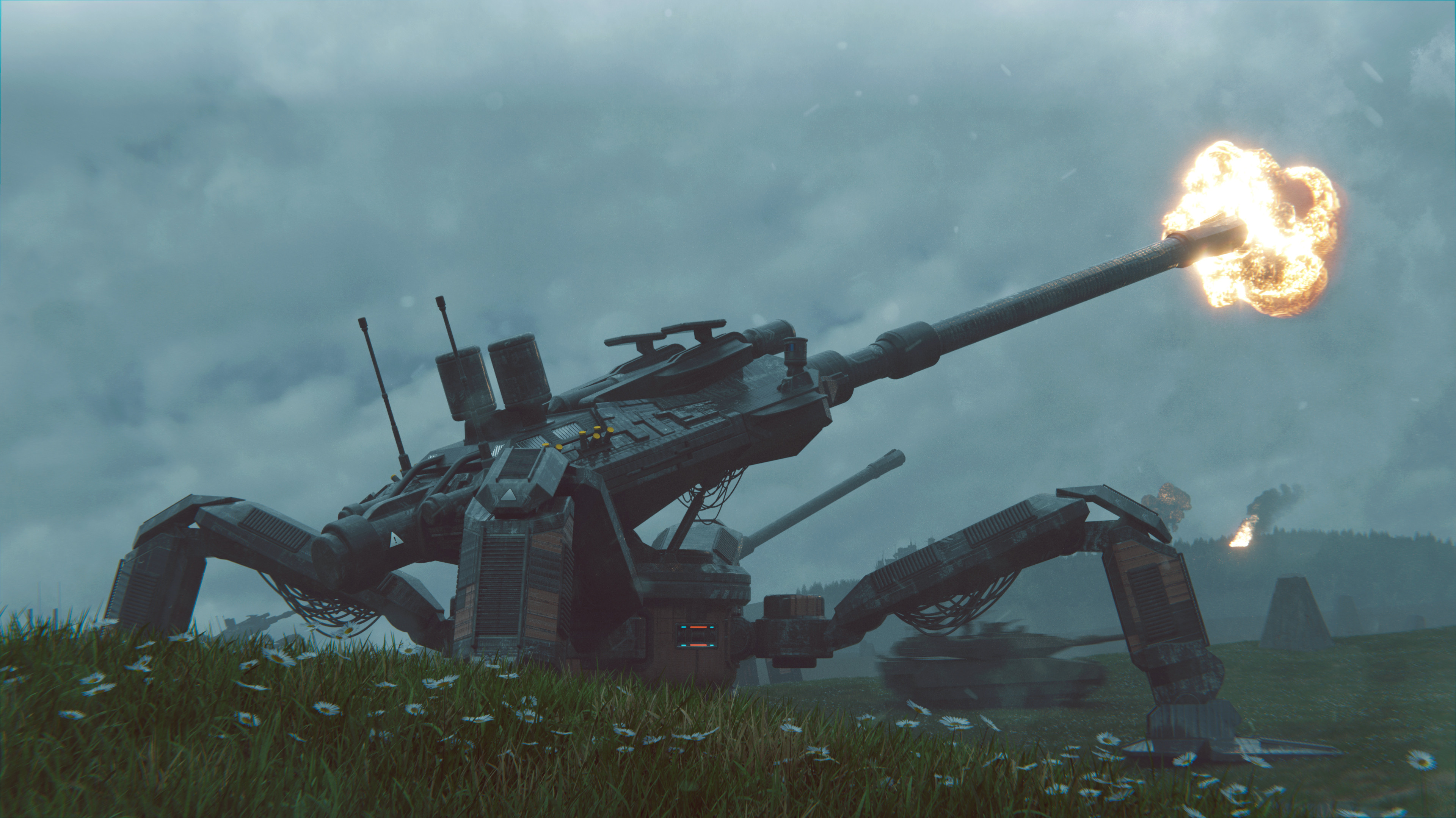 Military War Cannons Weapon Science Fiction 3840x2160