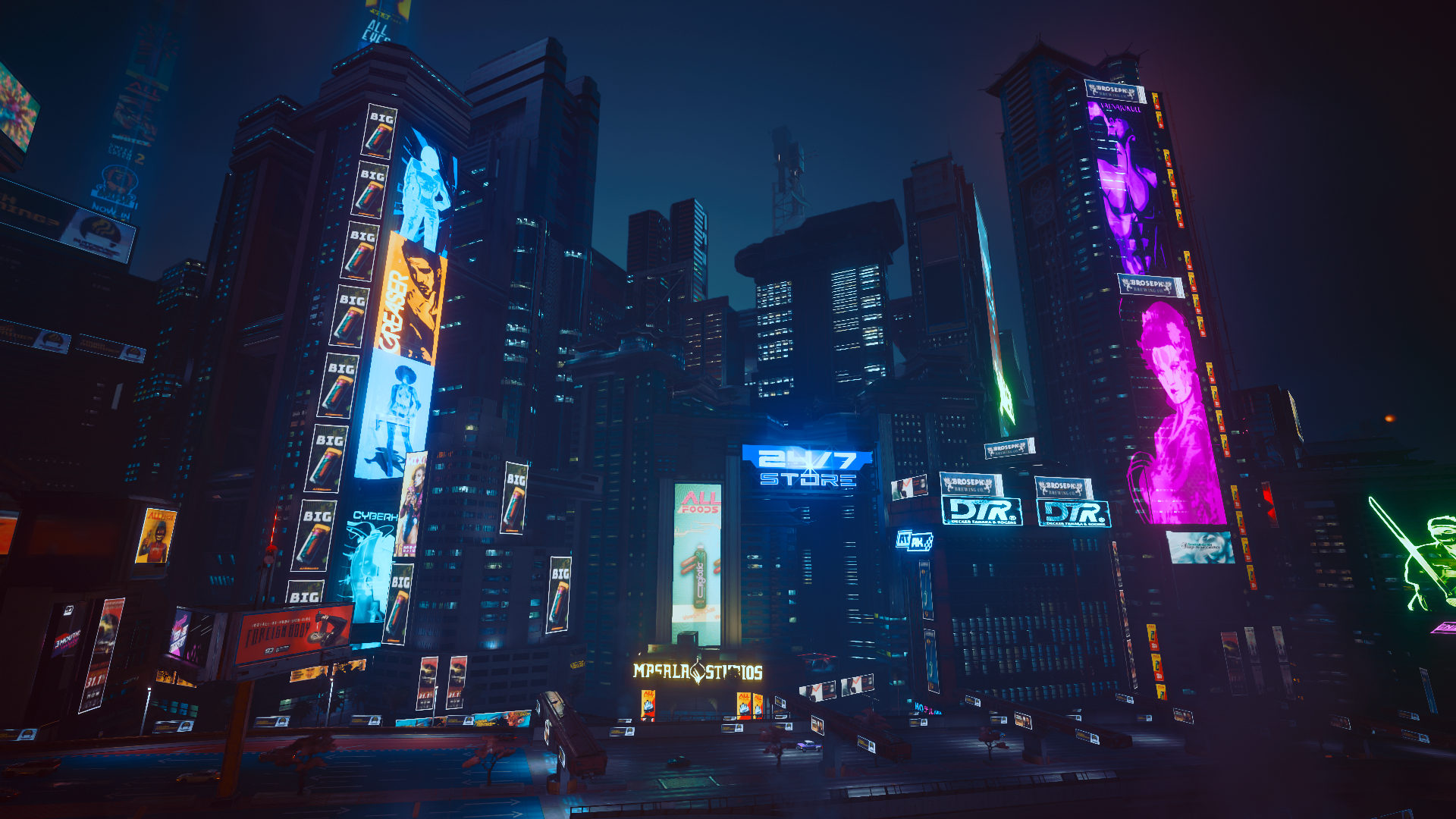 Cyber City Cyberpunk 2077 City Cityscape Landscape Video Games Night Futuristic Futuristic City Ligh 1920x1080