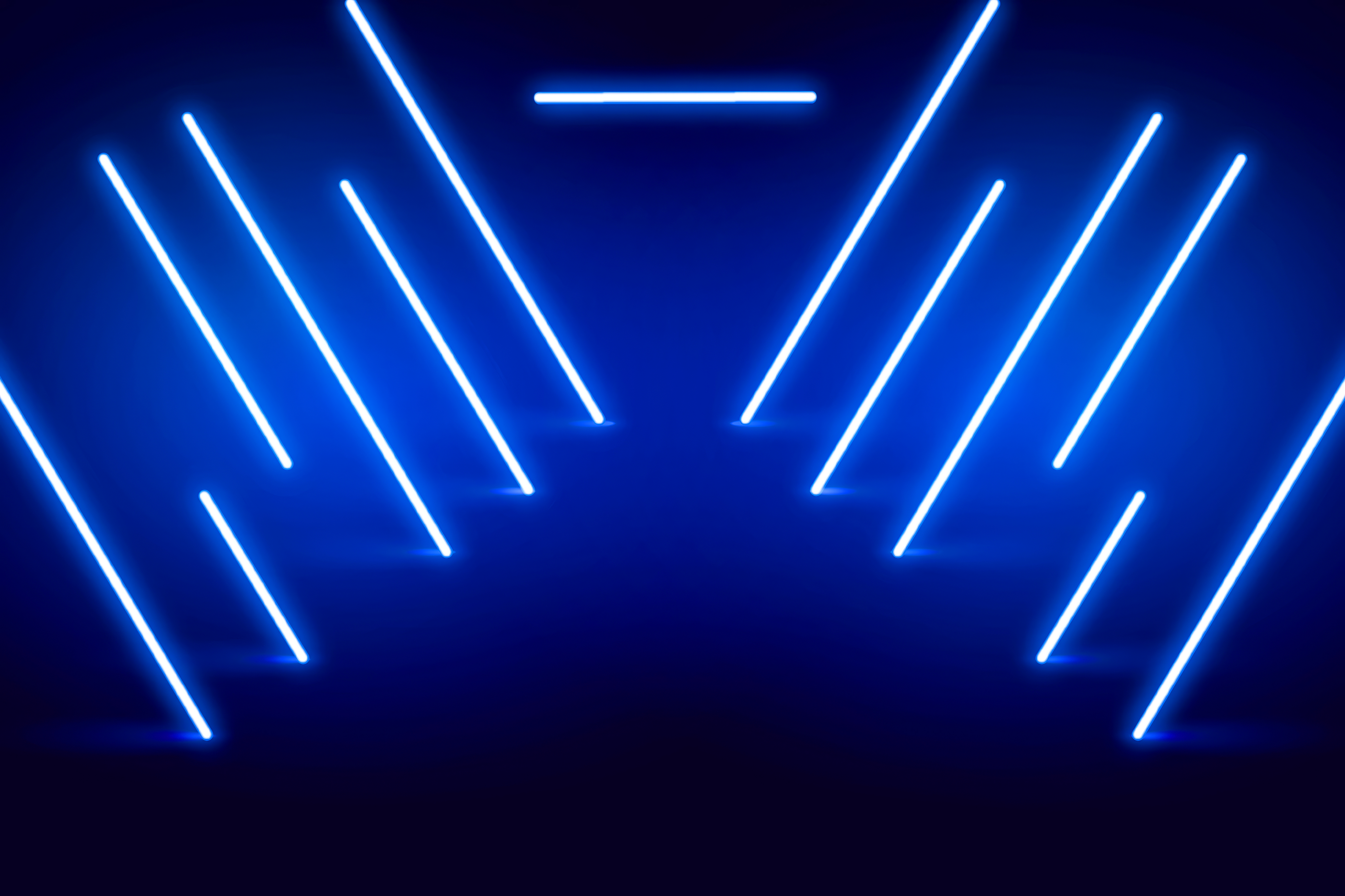 Blue Neon Lights Bright White Blue Background Abstract Digital Art 6000x4000