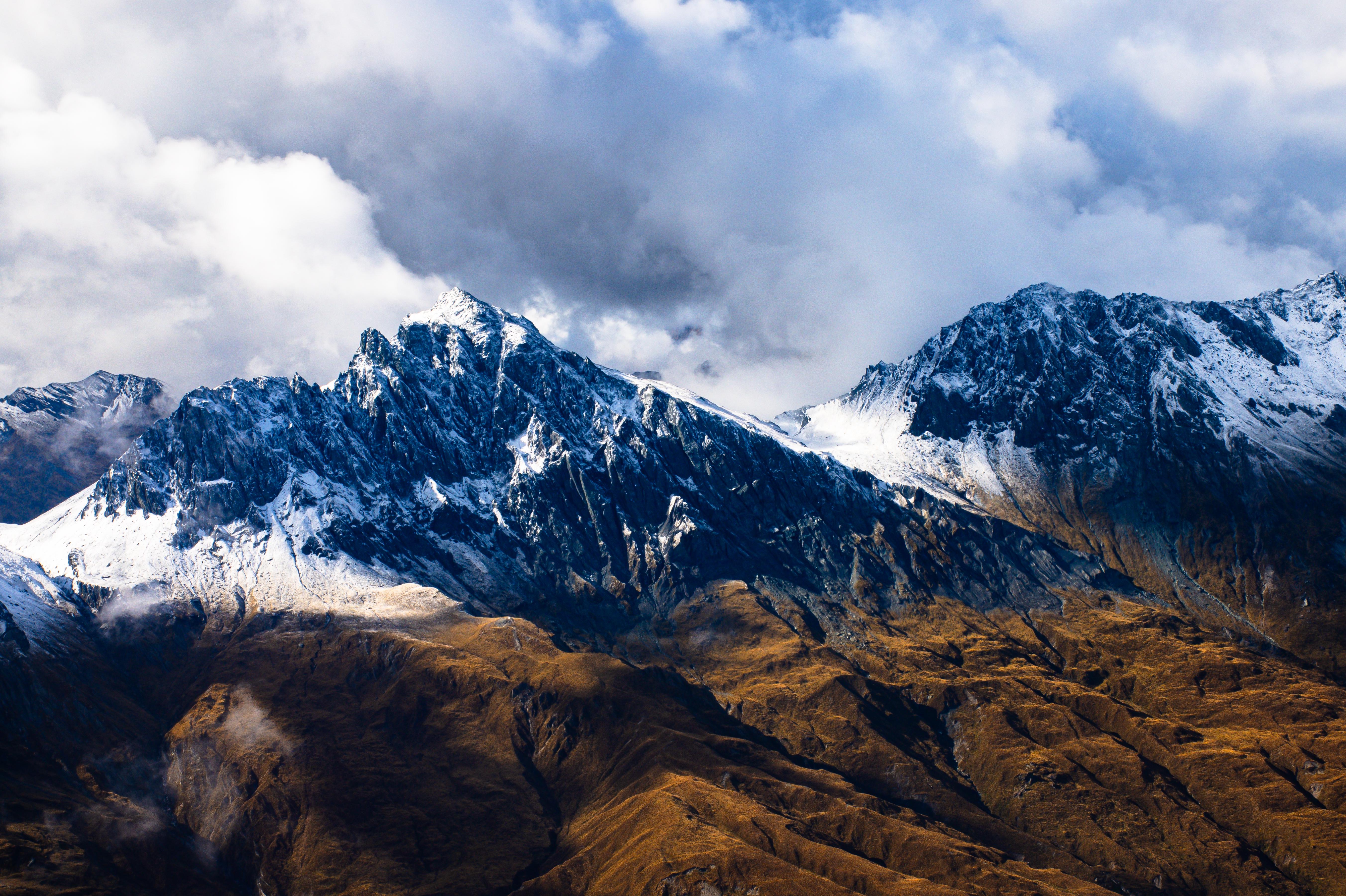 Nature Landscape Snow Clouds New Zealand Fiordland National Park Mountains Cliff 5408x3600