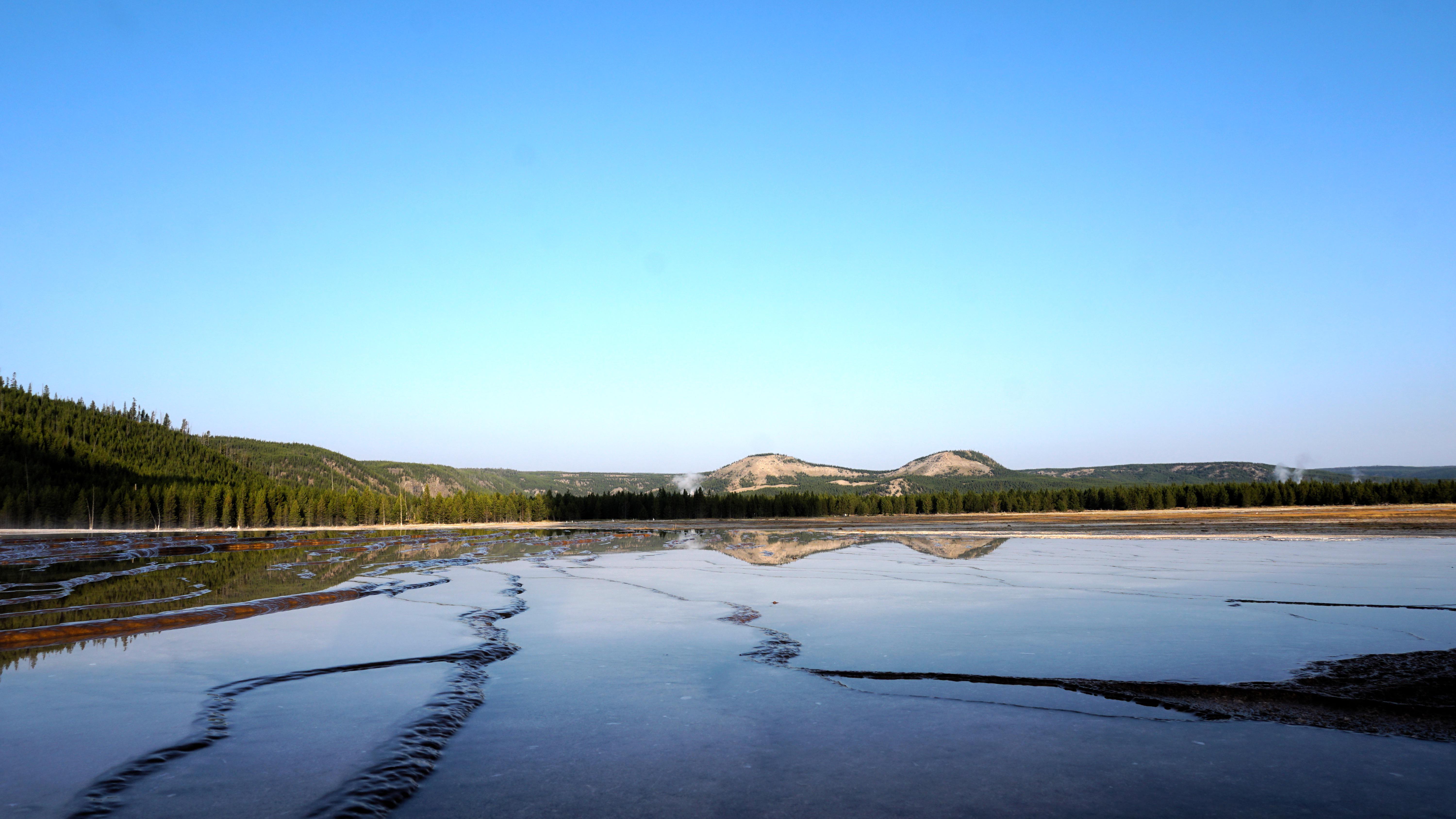 Yellowstone National Park Lake Nature Landscape Reflection Forest Wyoming USA North America 6000x3376