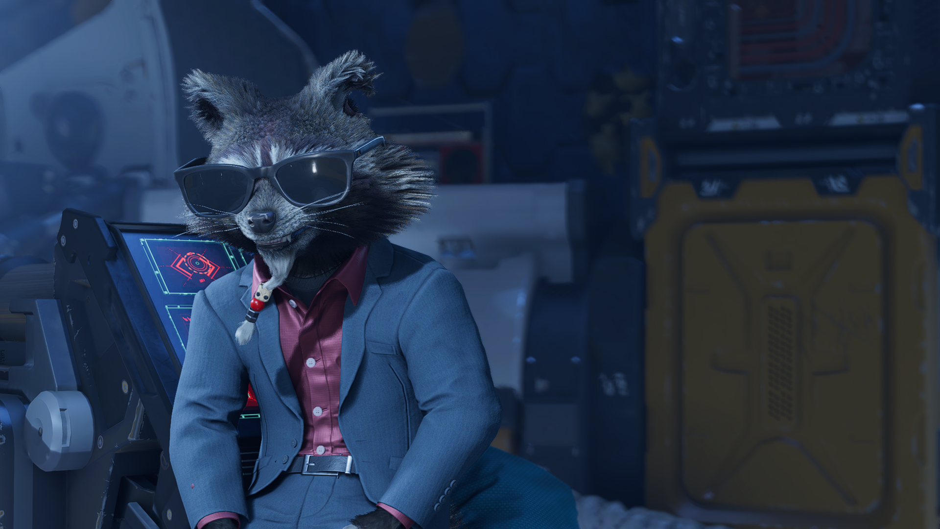 Guardians Of The Galaxy Game Milano Spacecraft Raccoons Suits Sunglasses Rocket Raccoon CGi Screen S 1920x1080