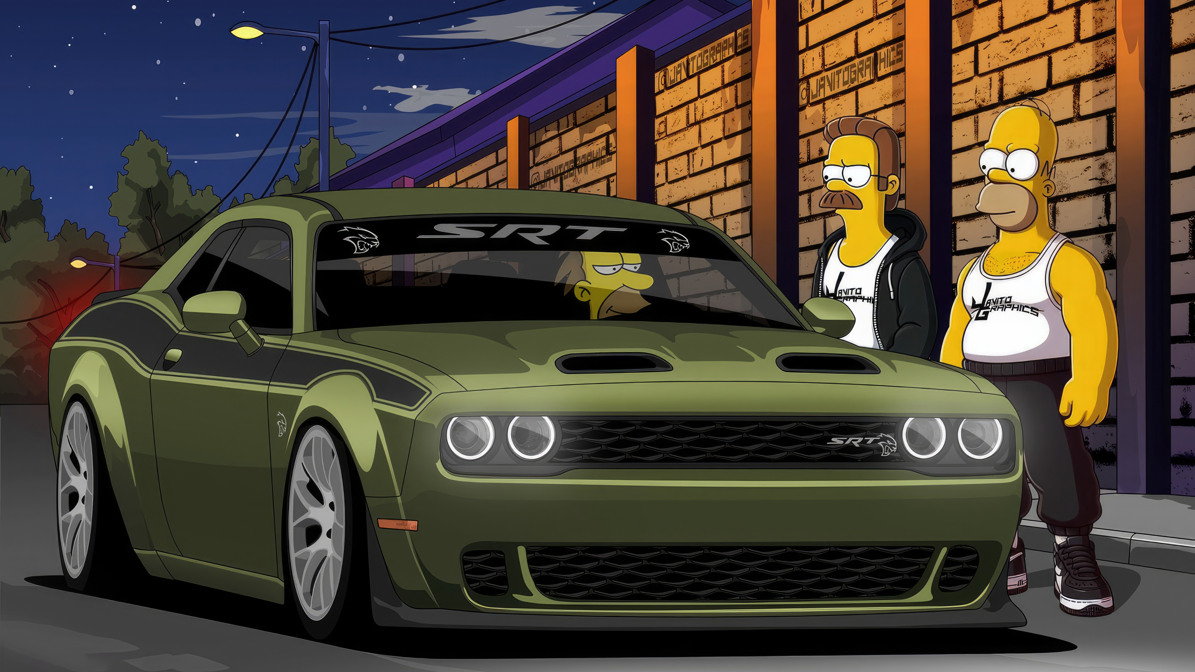 SRT The Simpsons Car Springfield Homer Simpson Dodge 3840x2160