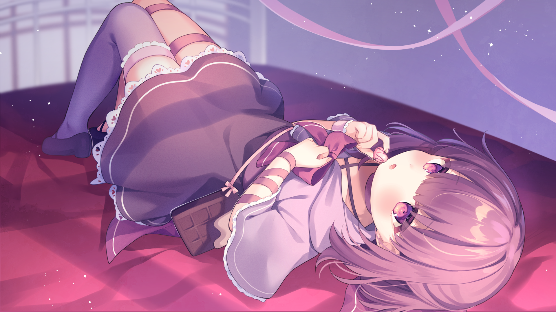 Fallenshadow Lying Down Ribbon Clothing Skirt 1920x1080