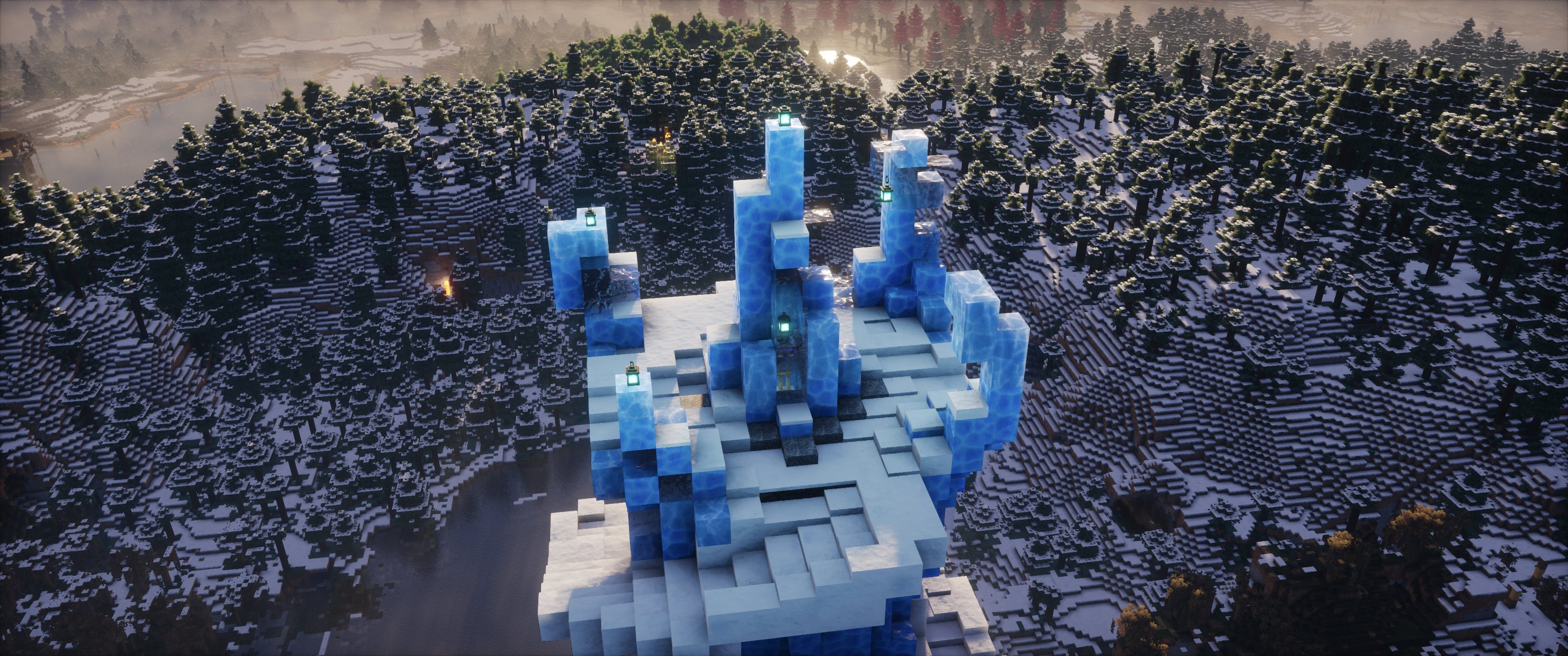 Minecraft Shaders Ice Snow Video Games Video Game Landscape Mojang 3440x1440