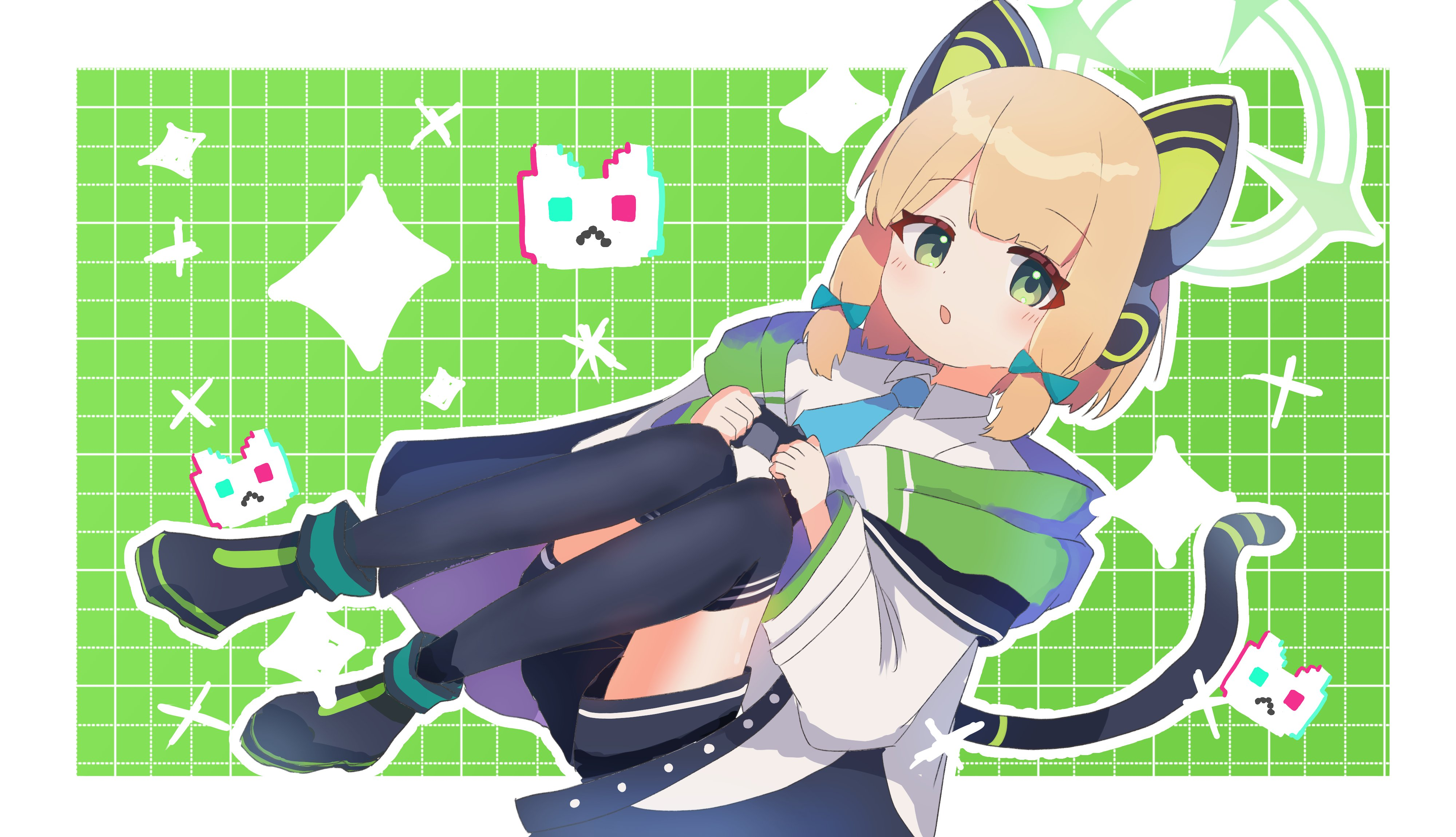 Anime Girls Saiba Midori Blonde Green Eyes School Uniform 4000x2300