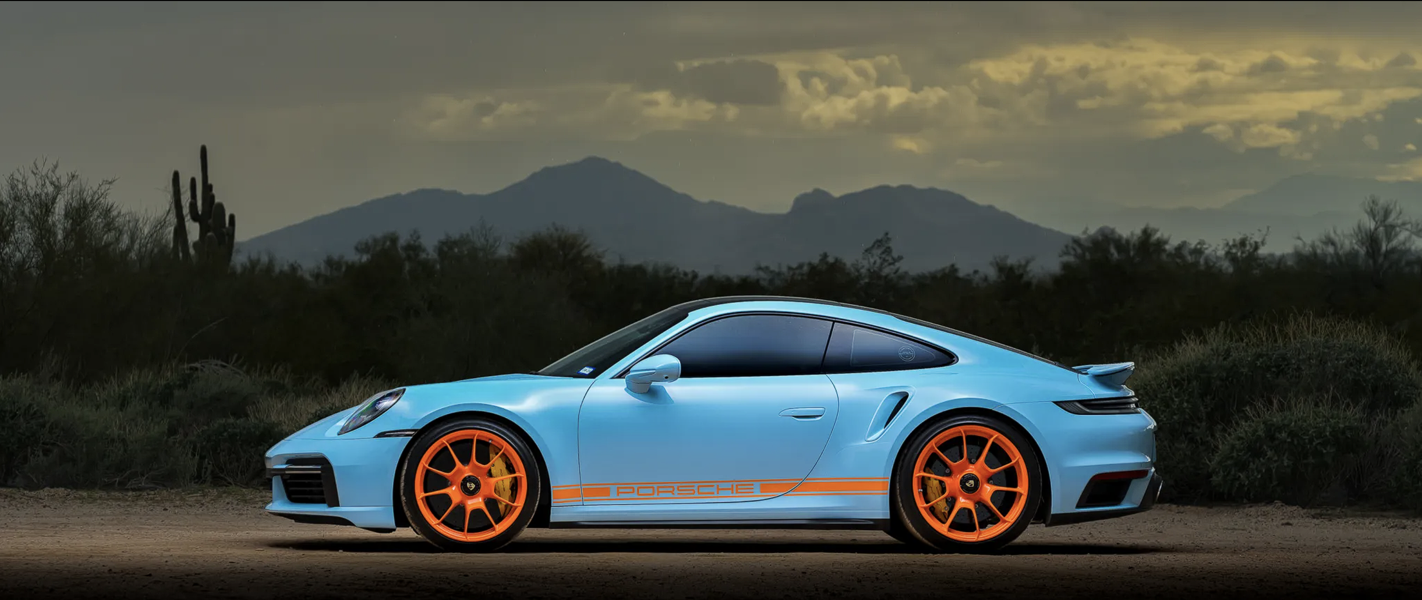 Porsche Porsche 911 Landscape Mountains Overcast Porsche Gulf Blue Gulf Blue 2824x1192