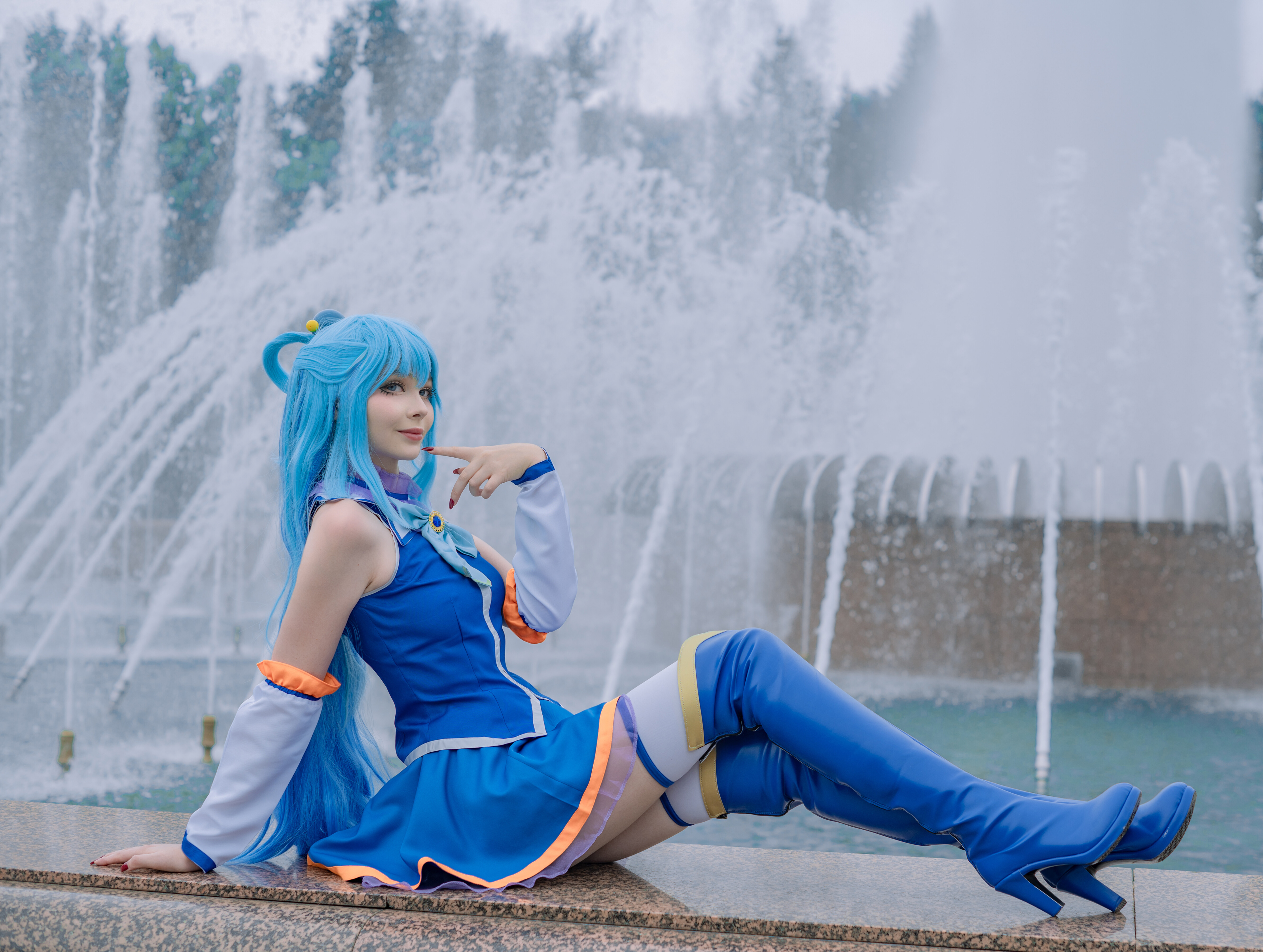 Women Model Cosplay Aqua KonoSuba Kono Subarashii Sekai Ni Shukufuku Wo Anime Anime Girls 4096x3089