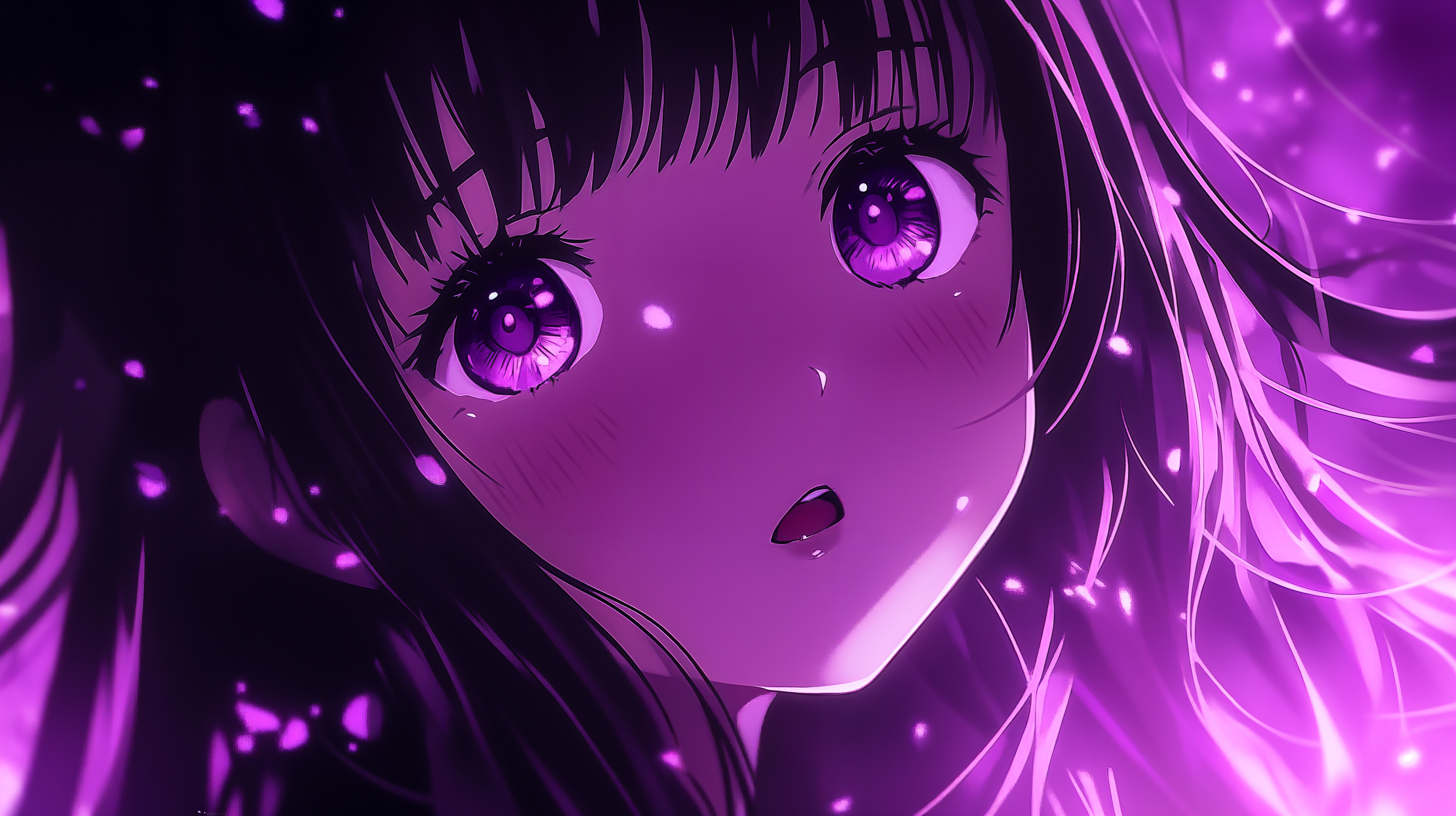 Anime Purple Long Hair Eyes Illustration 5824x3264