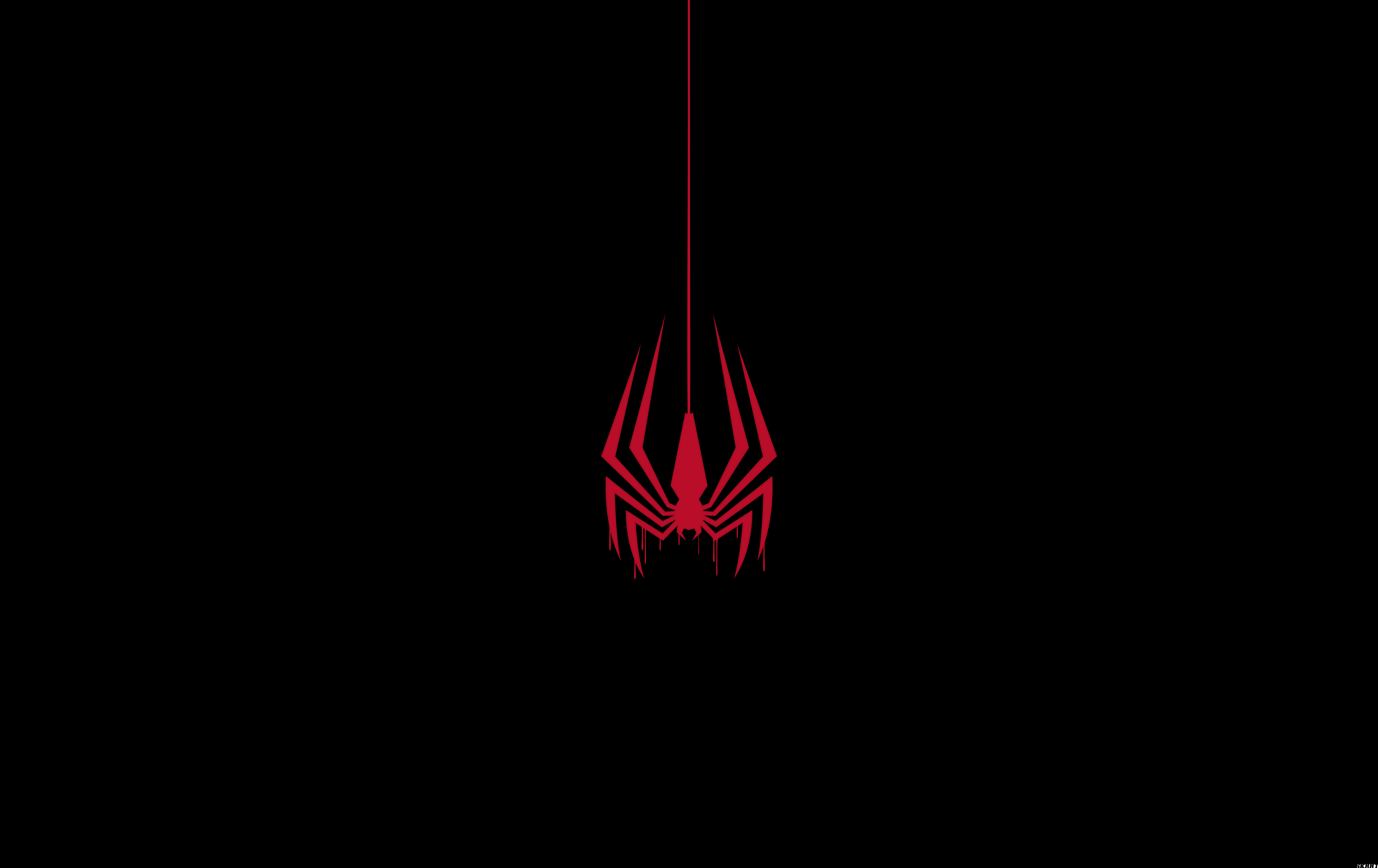Spider Man Spiderman 2 Simple Background Black Red Dripping Paint Spider Logo Superhero Marvel Comic 8179x5156