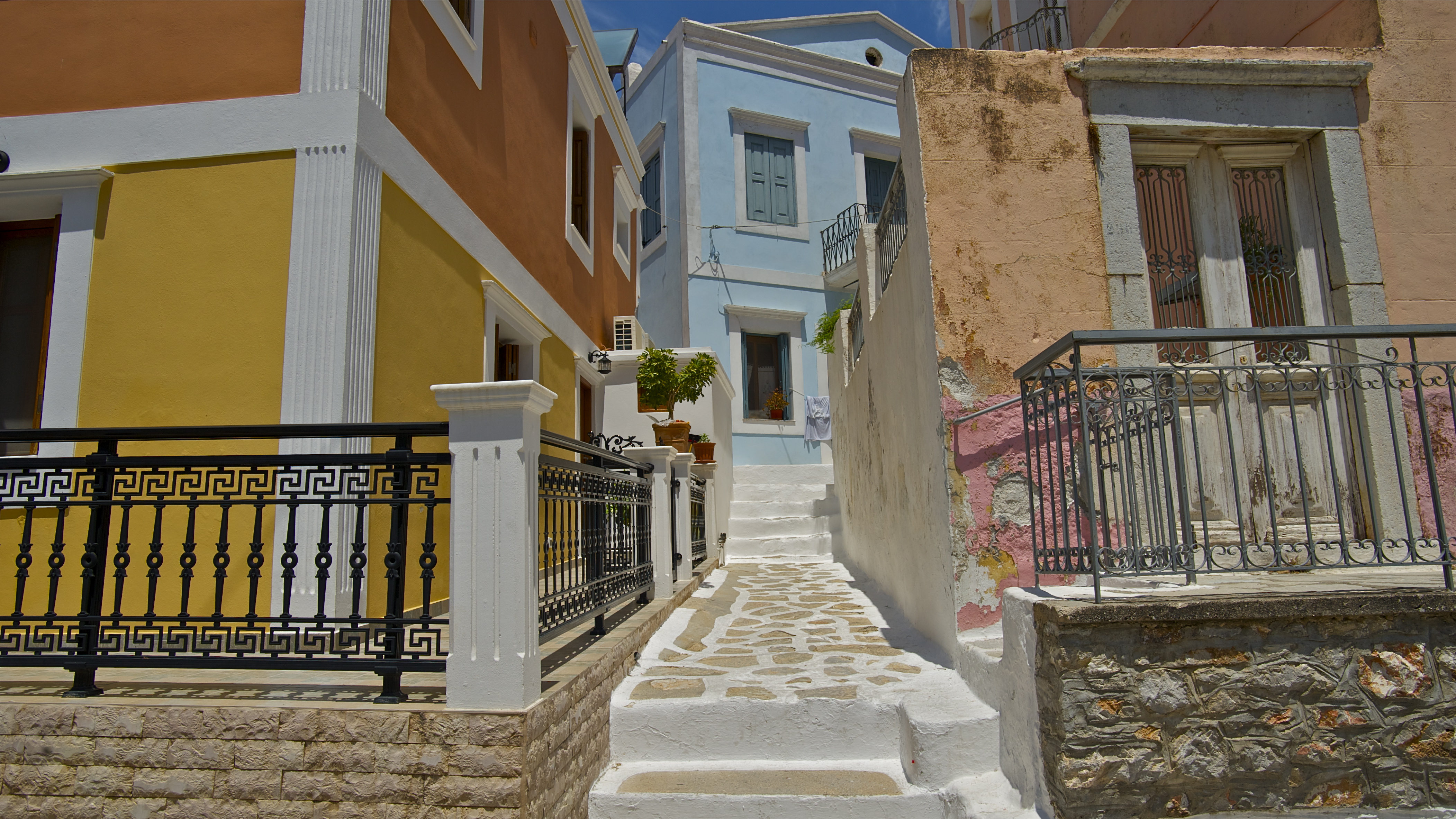 Greece Stairs Building JendrynDV 4207x2367