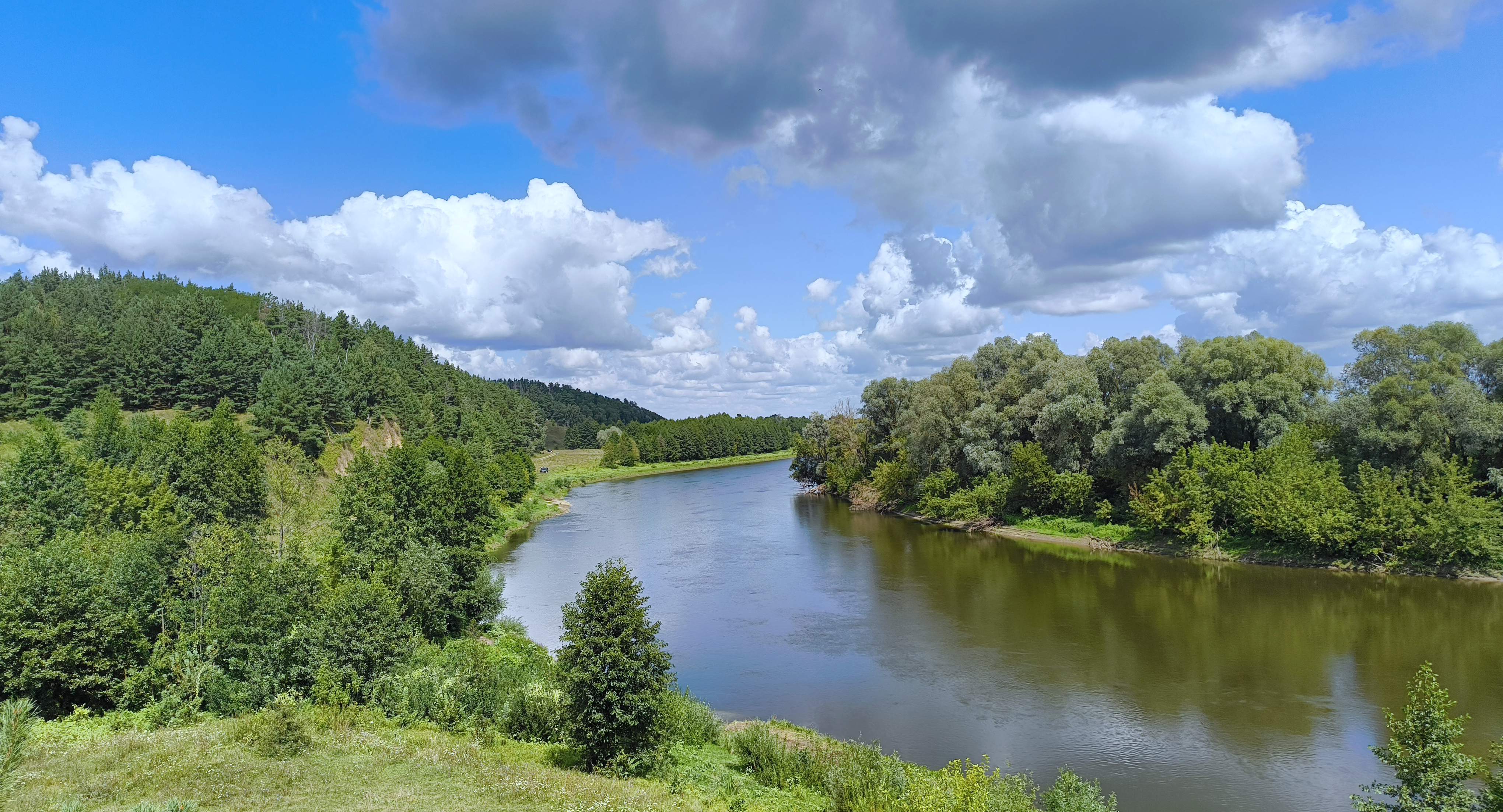 Photography Summer River Forest Hills Sky Clouds Nature 4080x2205