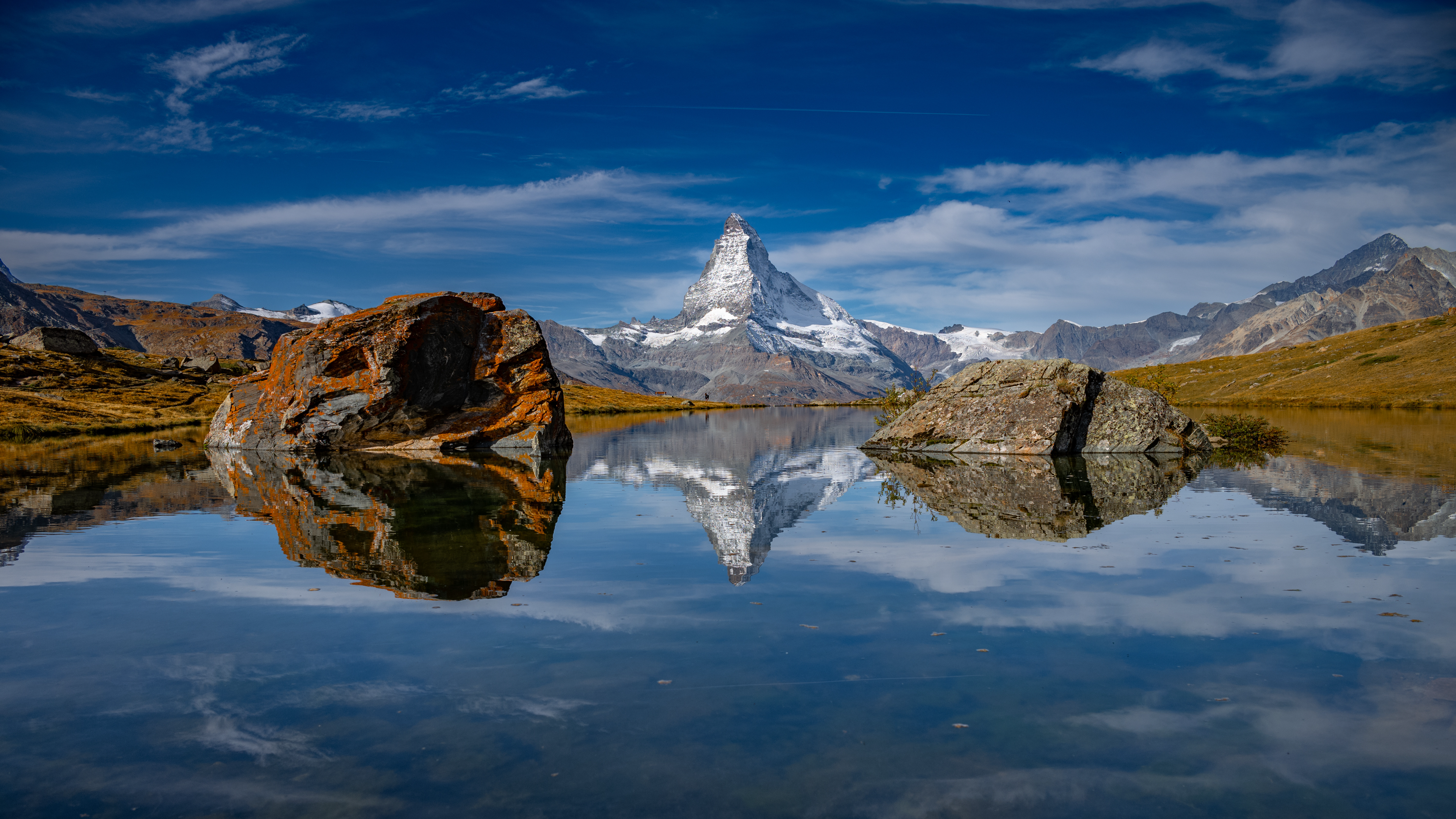 Nature Landscape Sky Clouds Water Rocks Reflection Snow Lake Matterhorn Switzerland Olivier Muriset  3840x2160
