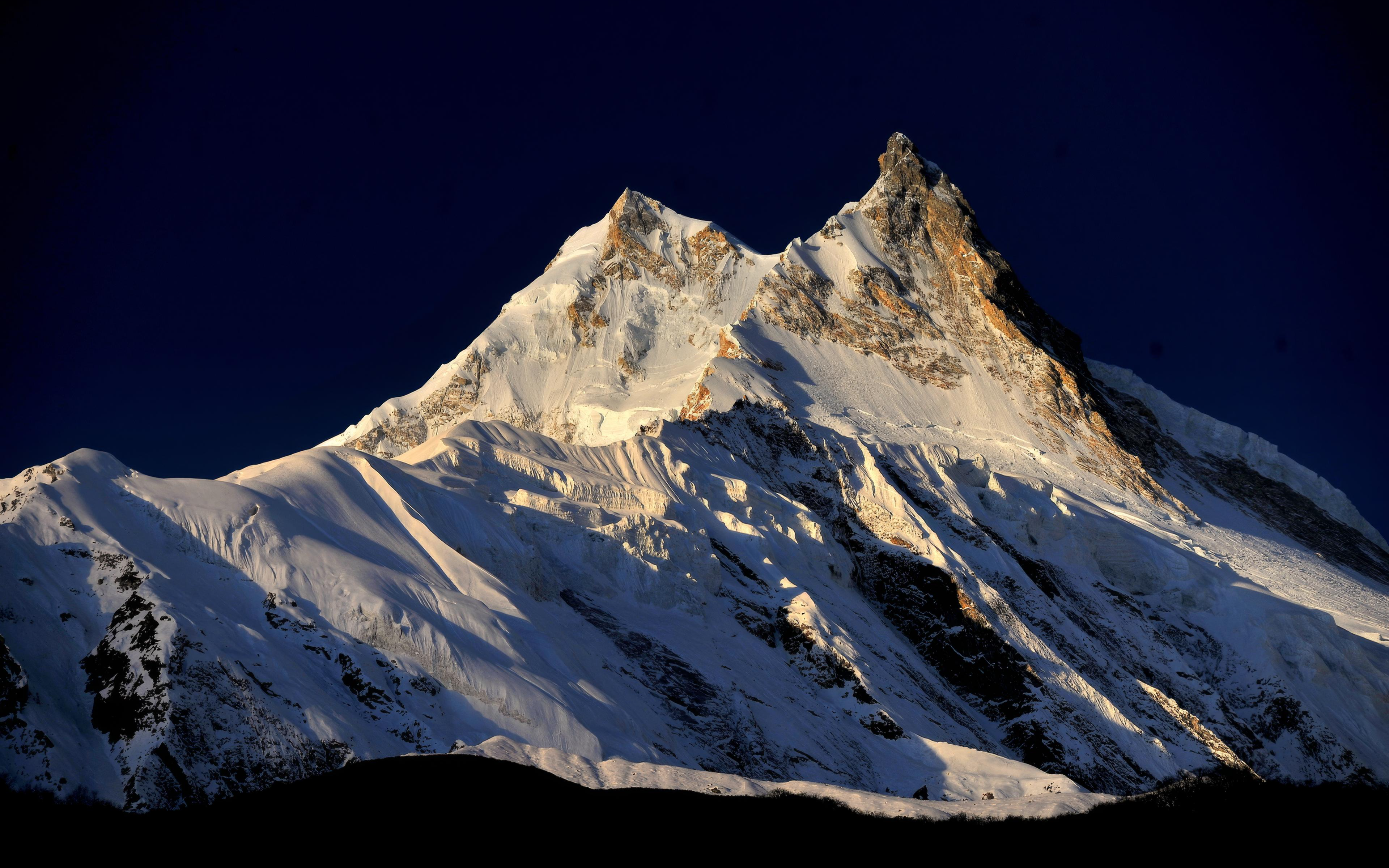 Nature Landscape Mountains Sunlight Rocks Snow Manaslu Nepal 3840x2400