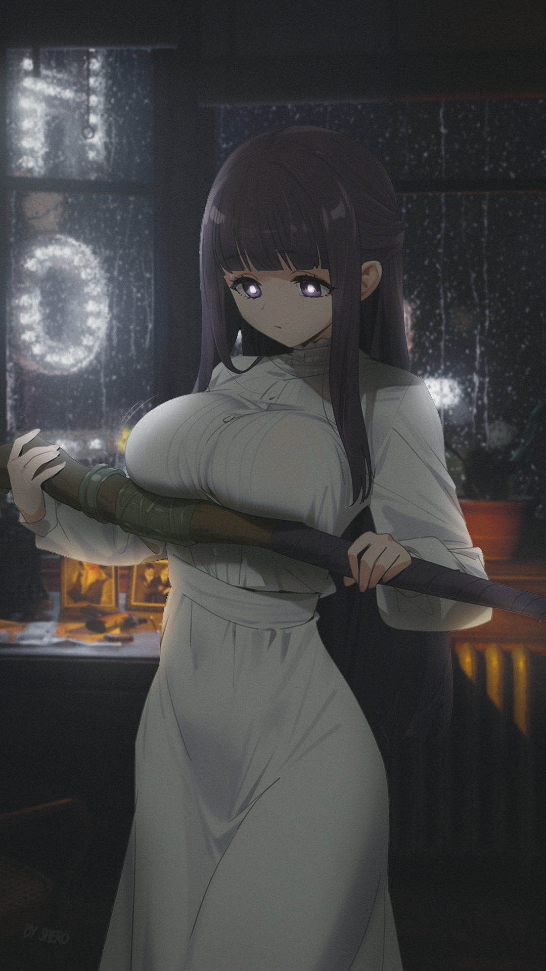 Anime Anime Girls Fern Sousou No Frieren Sousou No Frieren Room Japan White Dress Rain Bara White Bl 1080x1920