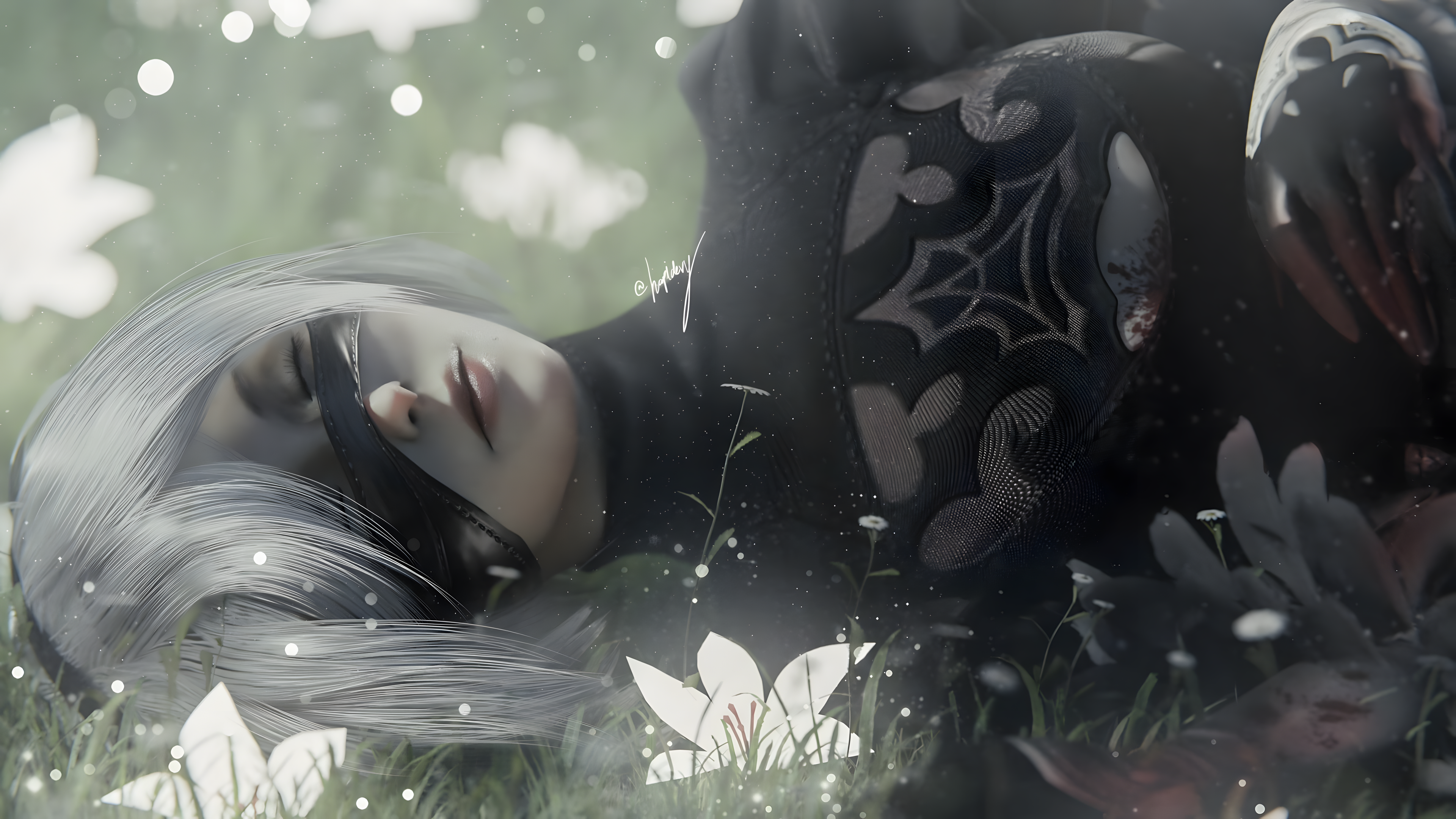 Devy Digital Art Nier Automata 2B Nier Automata Moonflower Cropped 3840x2160