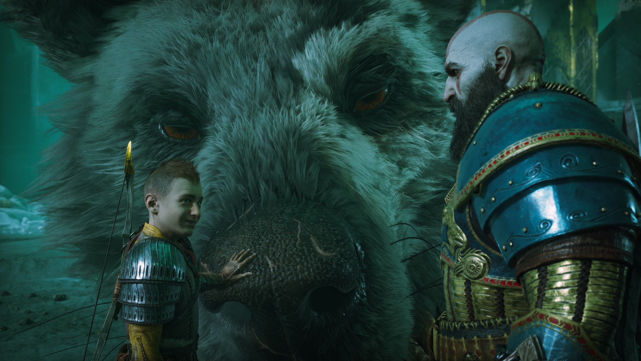 God Of War Kratos Atreus Fenrir God Of War Ragnarok Santa Monica Studio 2560x1440