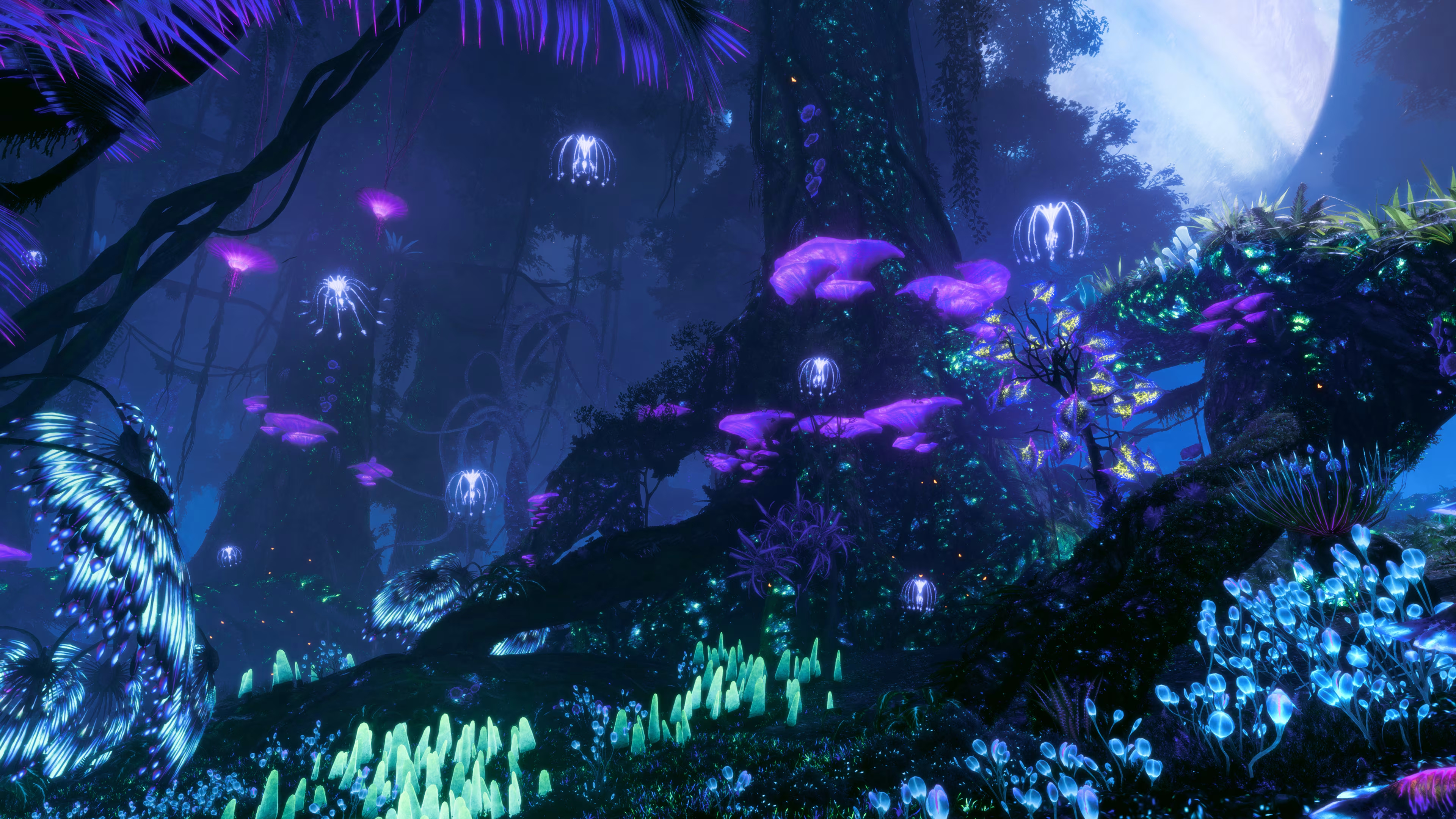 Avatar Movie Exotic Nature Glowing Plants Turquoise Blue Neon Trees James Cameron 3840x2160