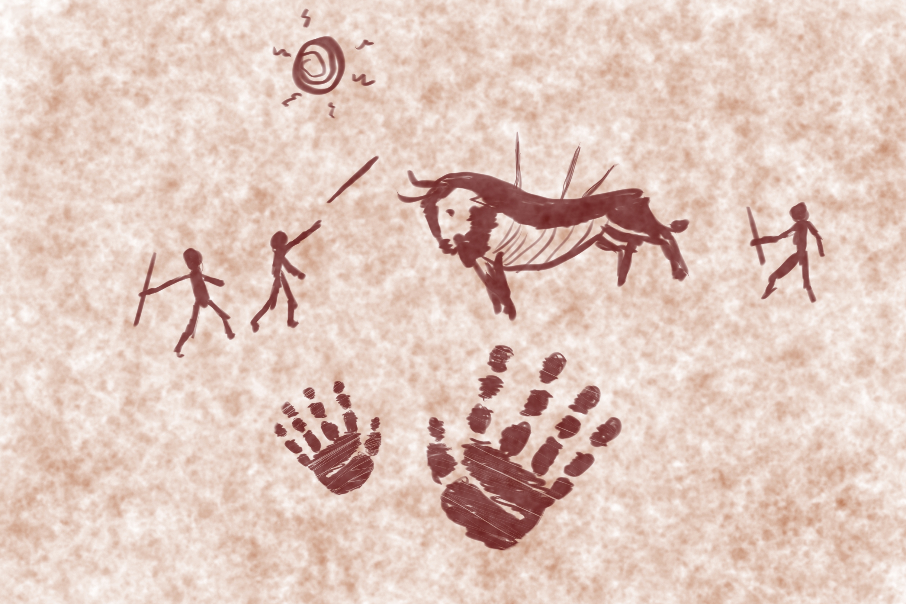 Cavemen Painting Hunter Prehistoric Coves Hands Handprints Hunt 3000x2000