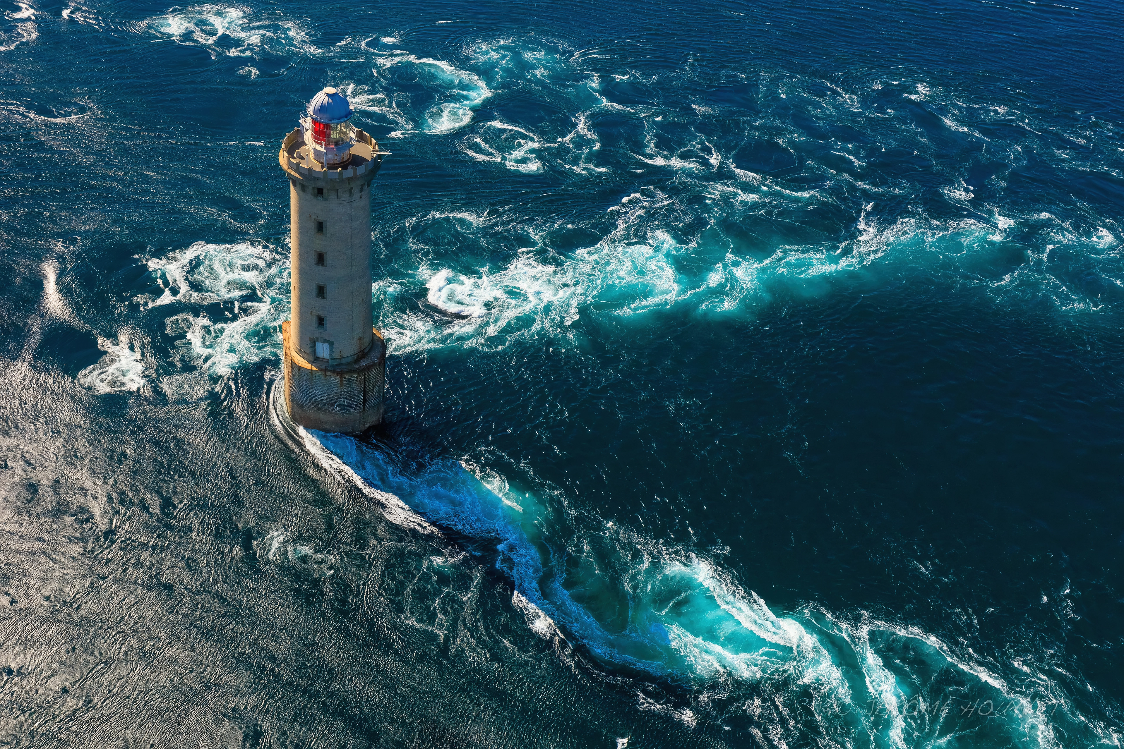 Tower Lighthouse Sea Waves Nature Blue Shore Seashore 3840x2560