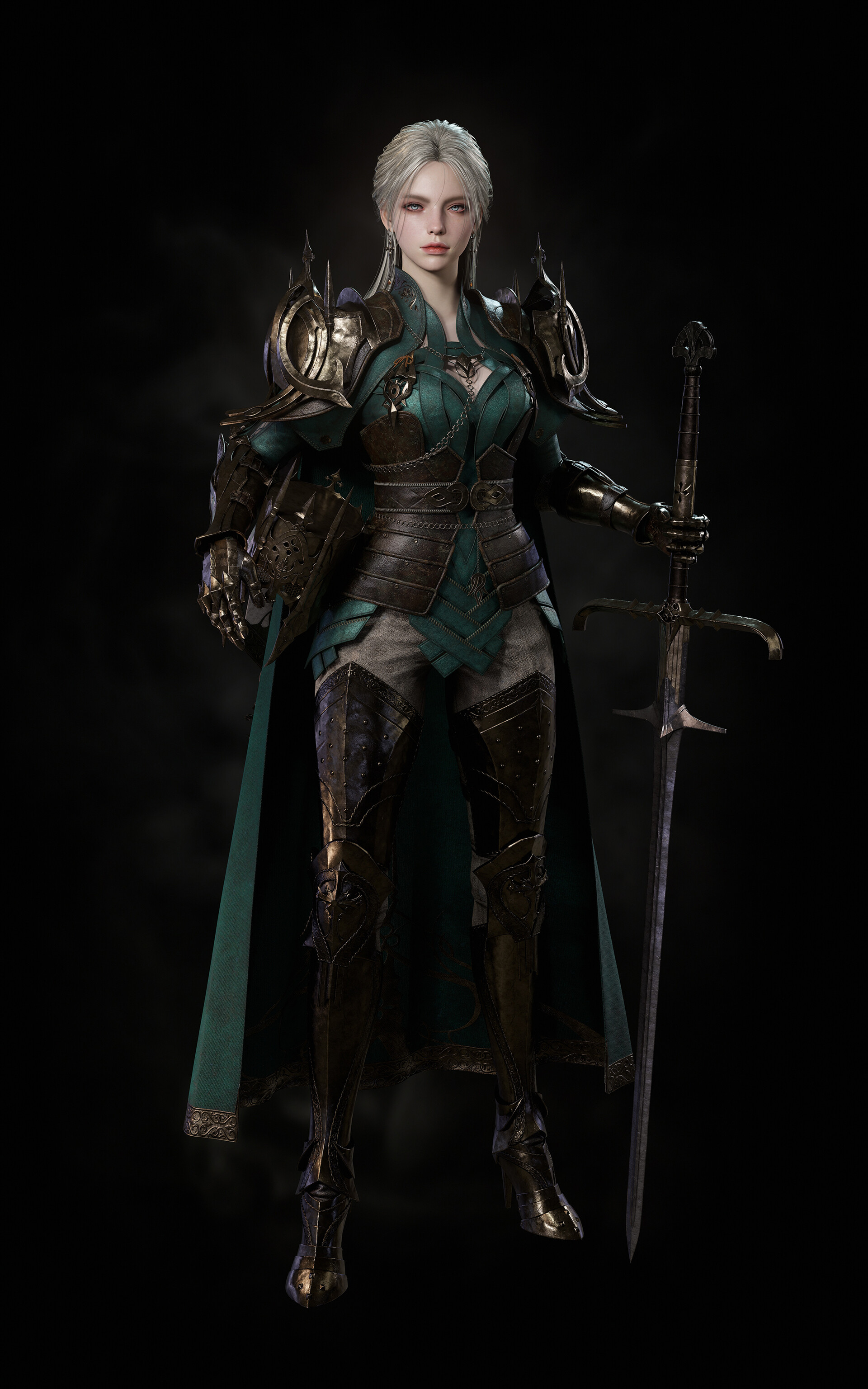 BeomJun Baek CGi Women Warrior Helmet Greatsword 1920x3072