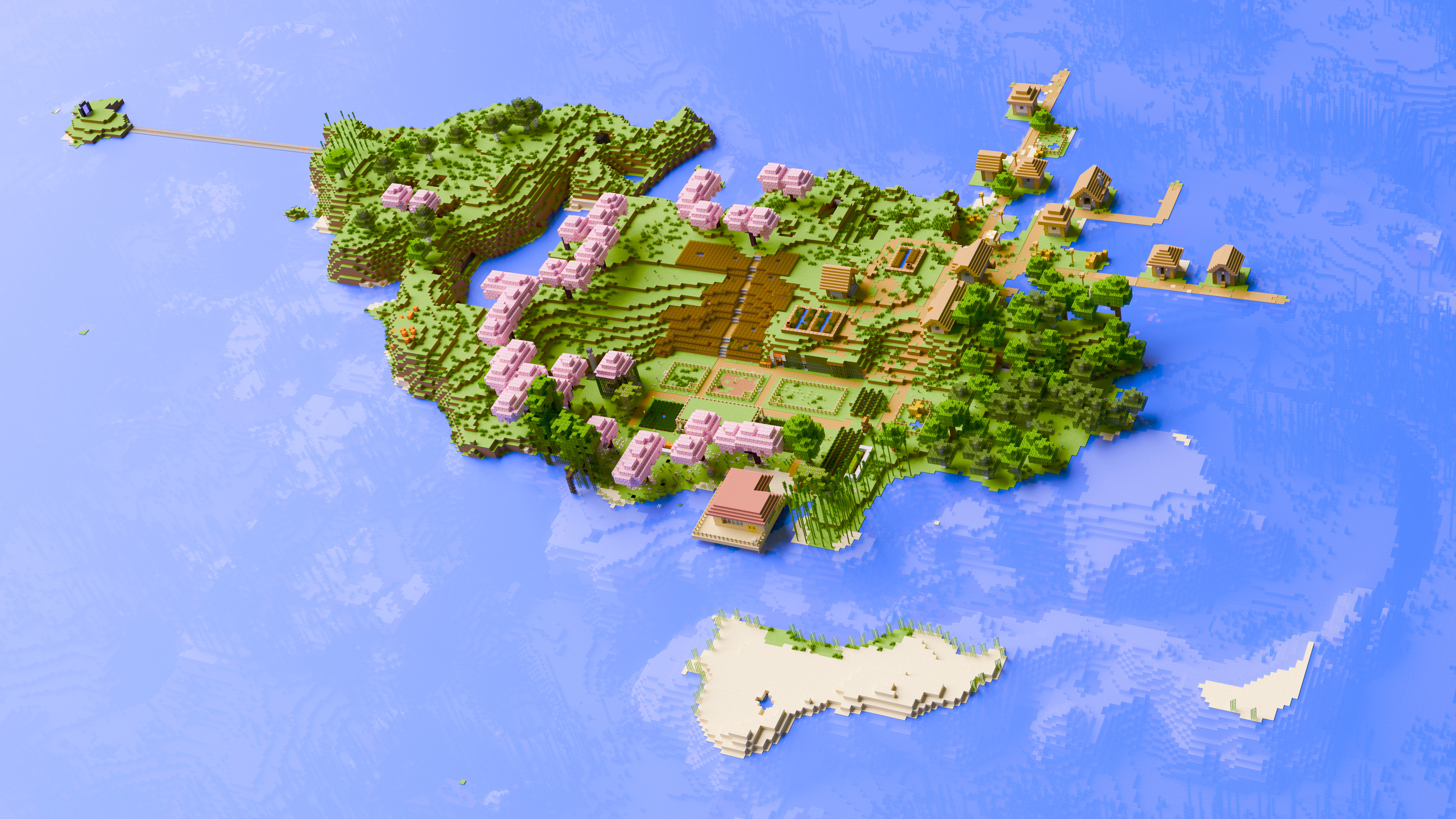 Minecraft Blender Mojang Island 7680x4320