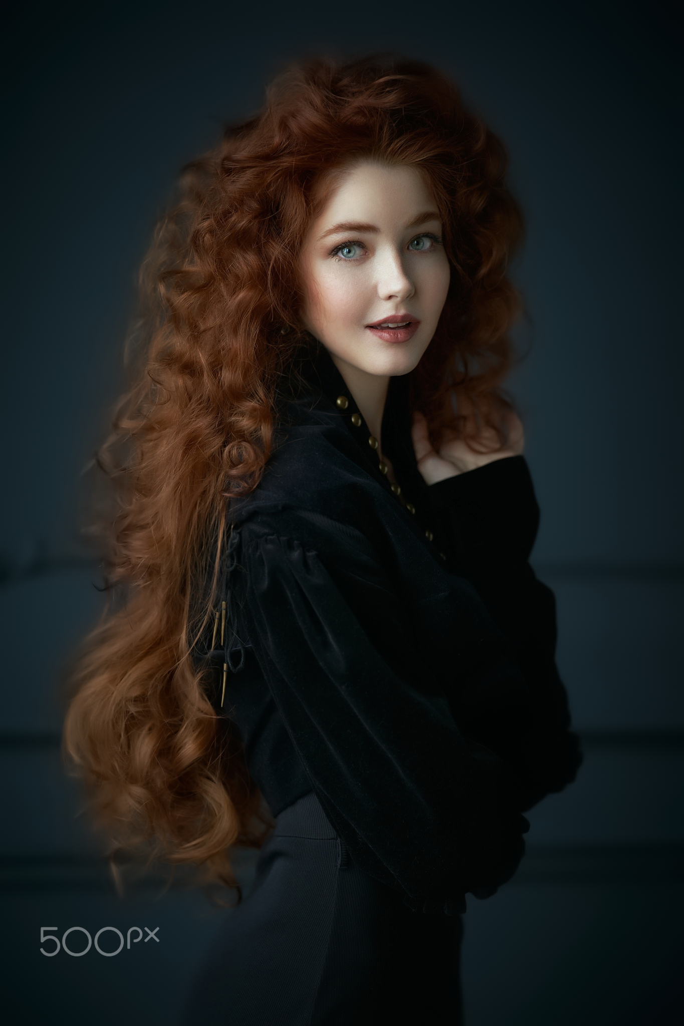 Alexander Vinogradov Women Redhead Long Hair Curly Hair Black Clothing 1365x2048