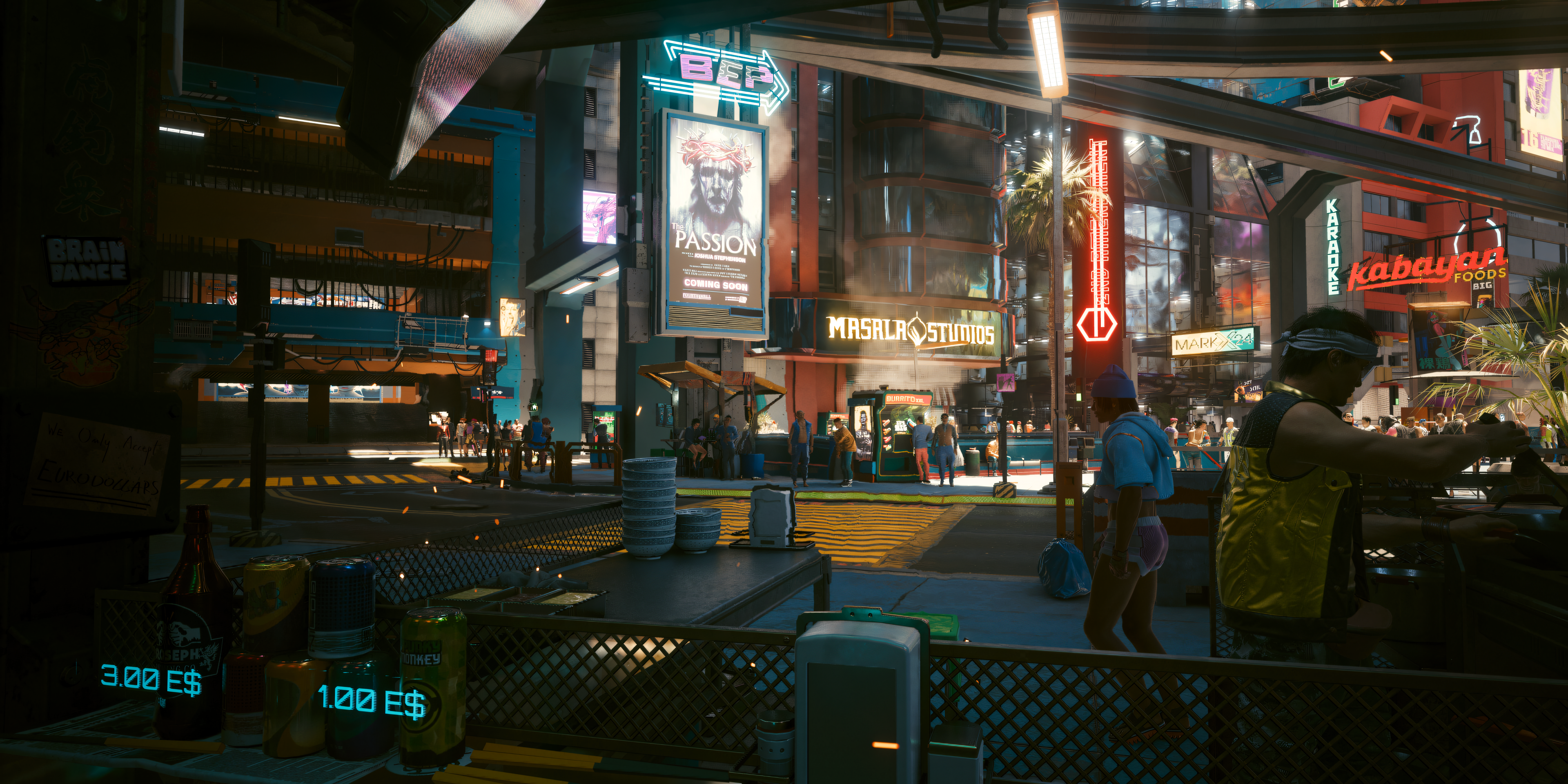 Cyberpunk 2077 NPC Wide Angle Video Game Characters Video Game Art Fictional City Neon Futuristic Cy 3840x1920
