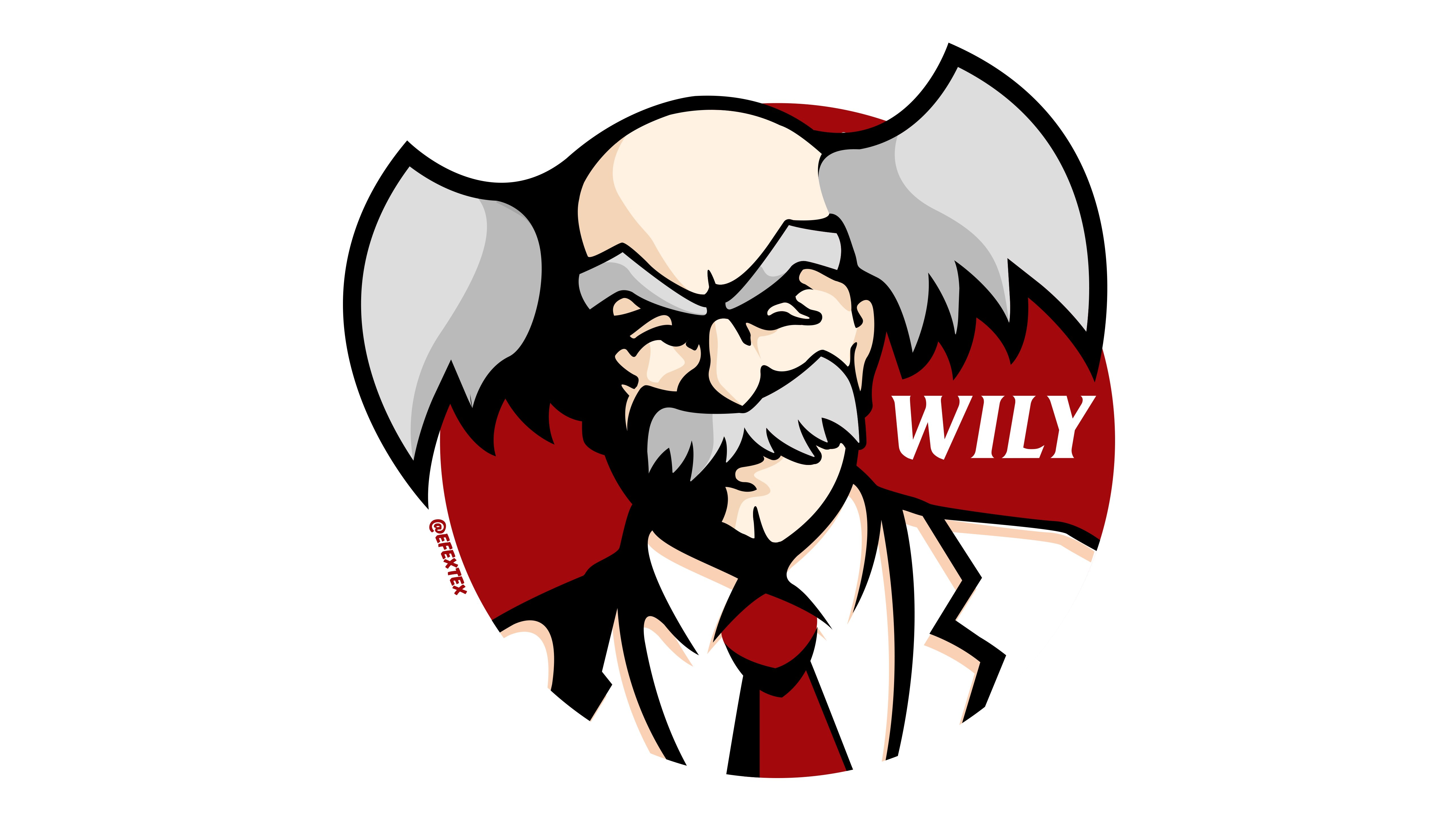 Dr Wily Mega Man Capcom Logo KFC Crossover Tie Red Tie Lab Coats Bald Gray Hair White Shirt Shirt Co 5120x2880