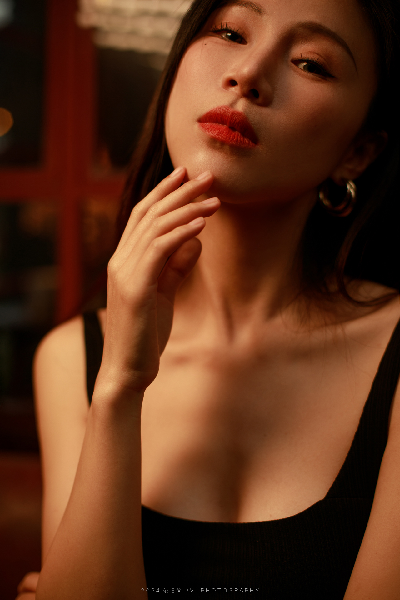Vij Studio Women Asian Portrait Head Tilt Looking At Viewer Touching Face 1280x1920